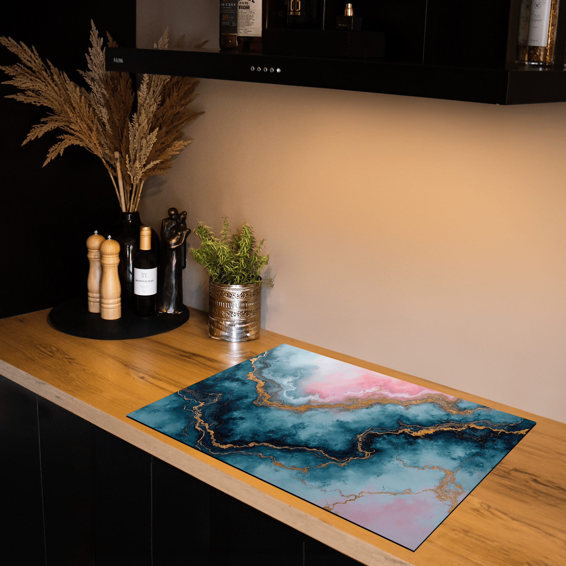 Inductiebeschermer - Marmer met Goud - Rose Abyss - Inductiebeschermer