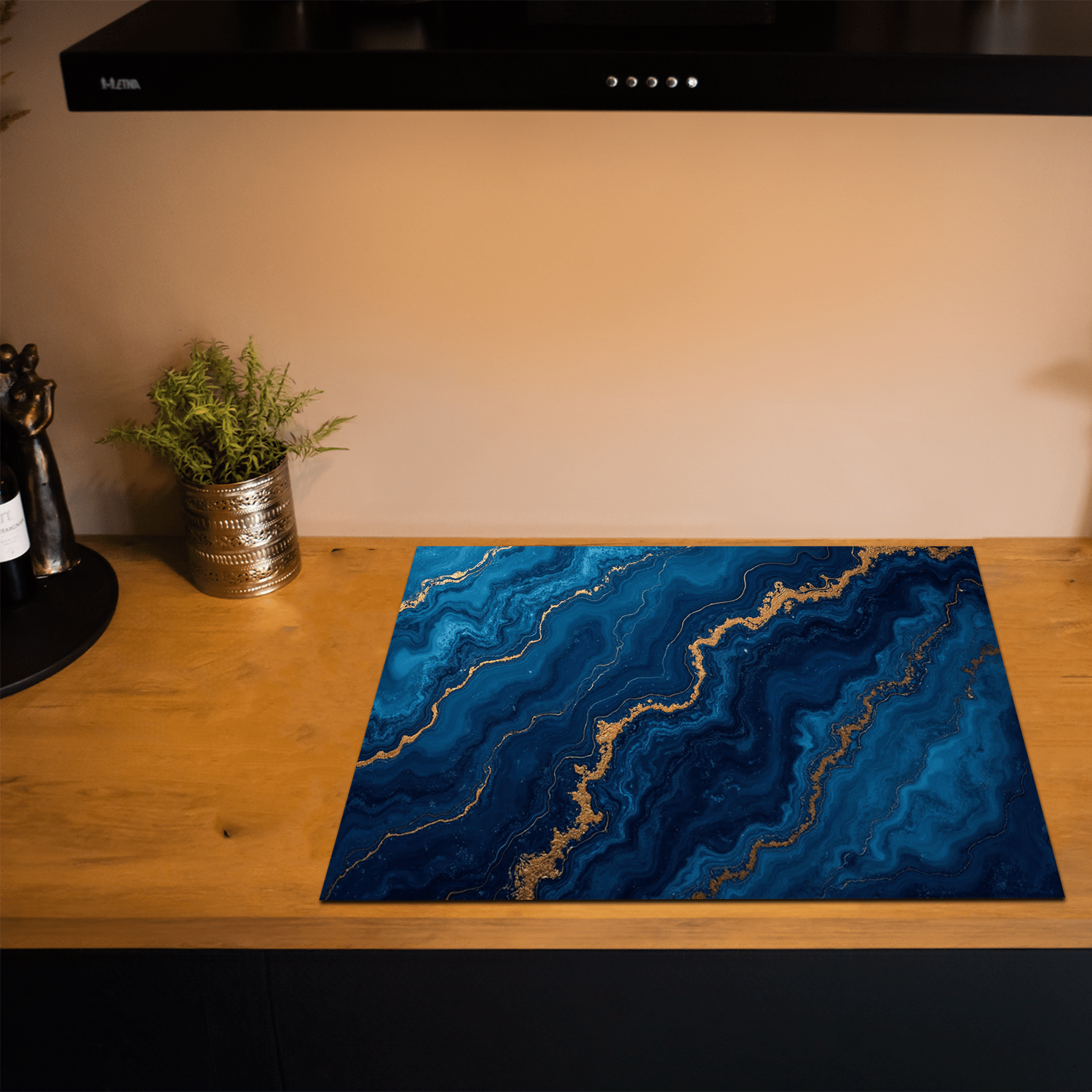 Inductiebeschermer - Marmer met Goud - Sapphire Current - Inductiebeschermer