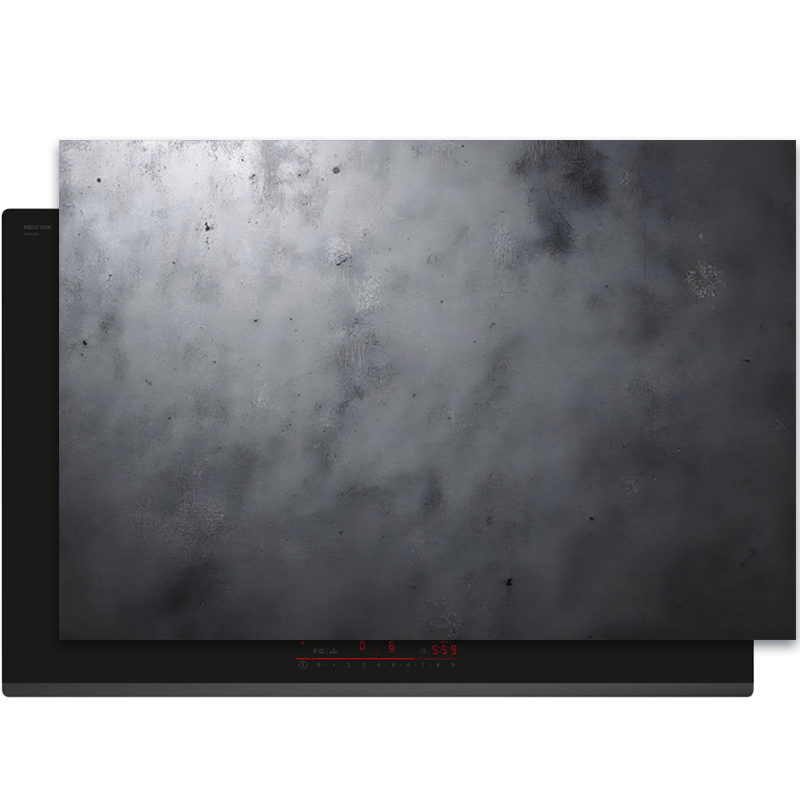 Inductiebeschermer - Beton - Textuur - Lichtgrijs - Zwart - Smoky Steel - Inductiebeschermer
