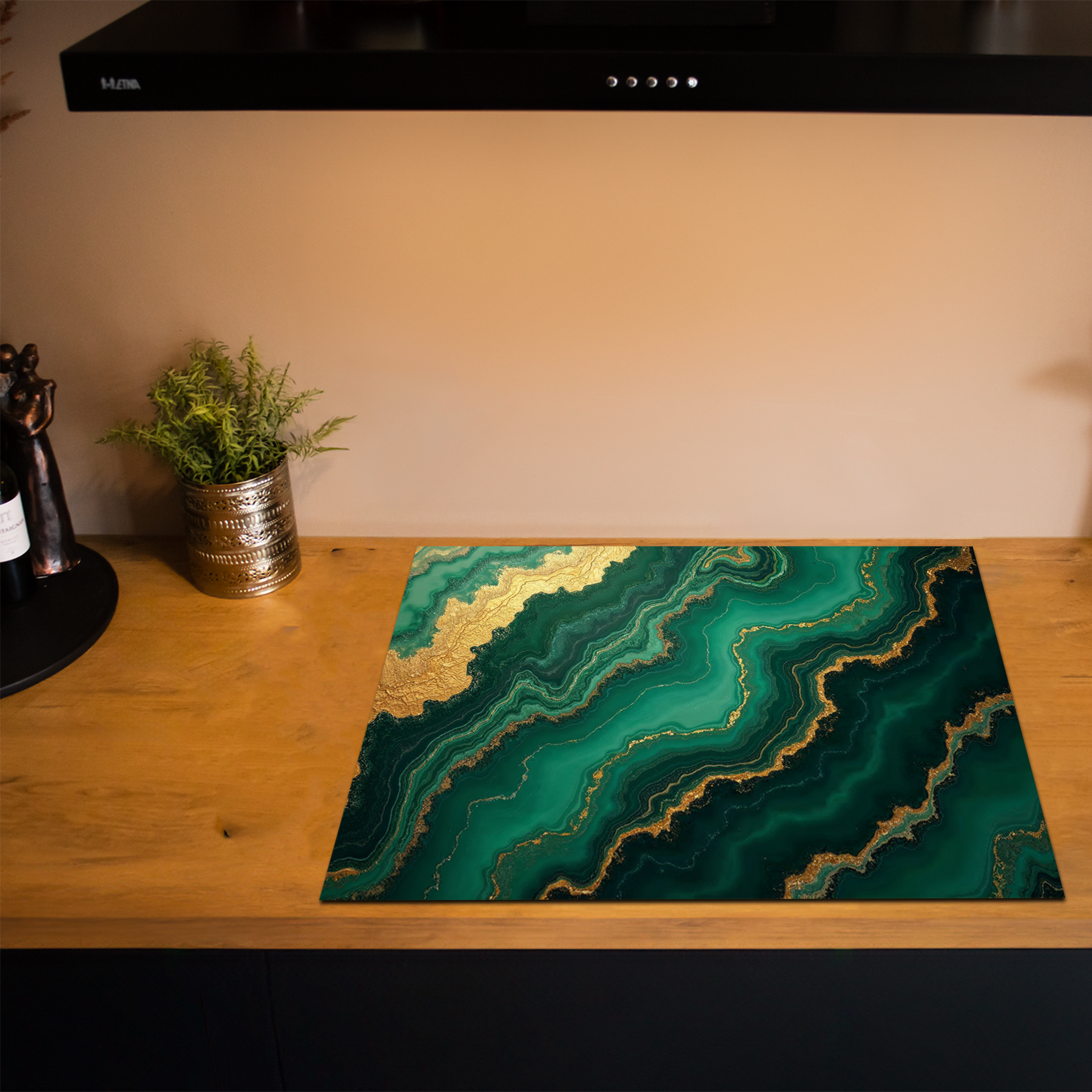 Inductiebeschermer - Marmer met Goud - Verdant Luxe