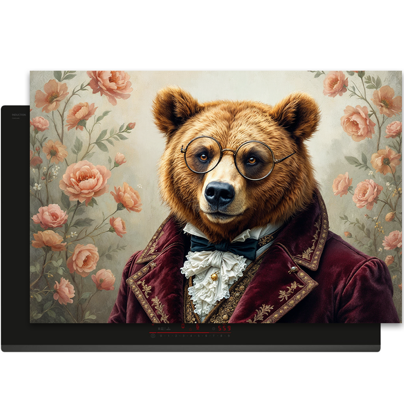 Inductiebeschermer - Dieren portretten - Beer met smoking