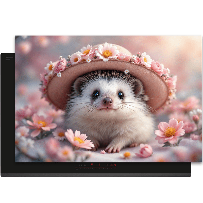 Inductiebeschermer - Dieren portretten - Egel met hoed - Inductiebeschermer