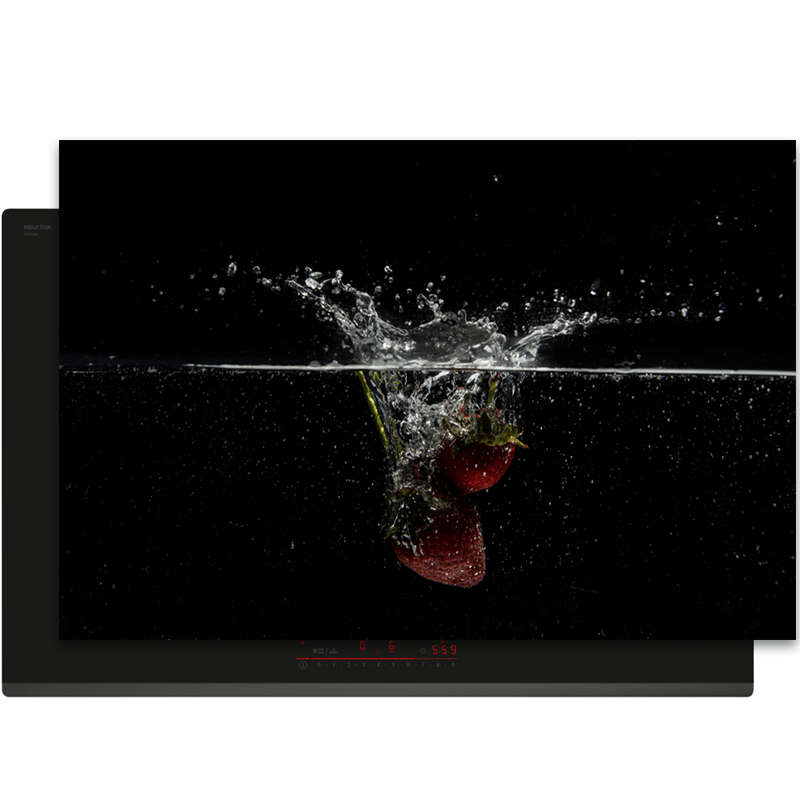 Inductiebeschermer - Splash - Aardbeien - Donker rood - Zwart - Inductiebeschermer