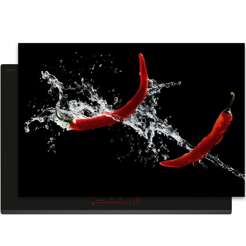 Inductiebeschermer - Splash - Rode pepers - Zwart - Inductiebeschermer
