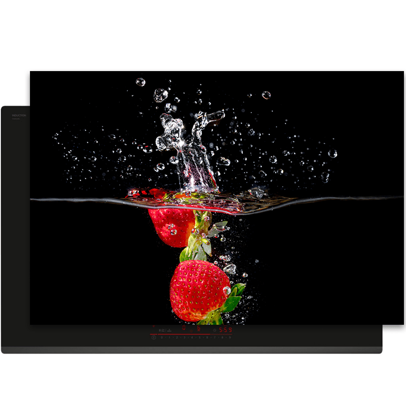 Inductiebeschermer - Splash - Aardbeien - Water - Zwart - Inductiebeschermer