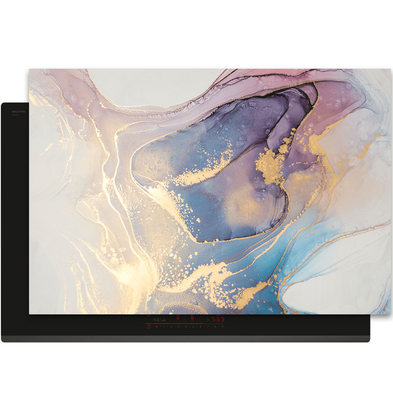 Inductiebeschermer - Marmer - Kunst - Inkt - Steen - Goud - Inductie Maatje