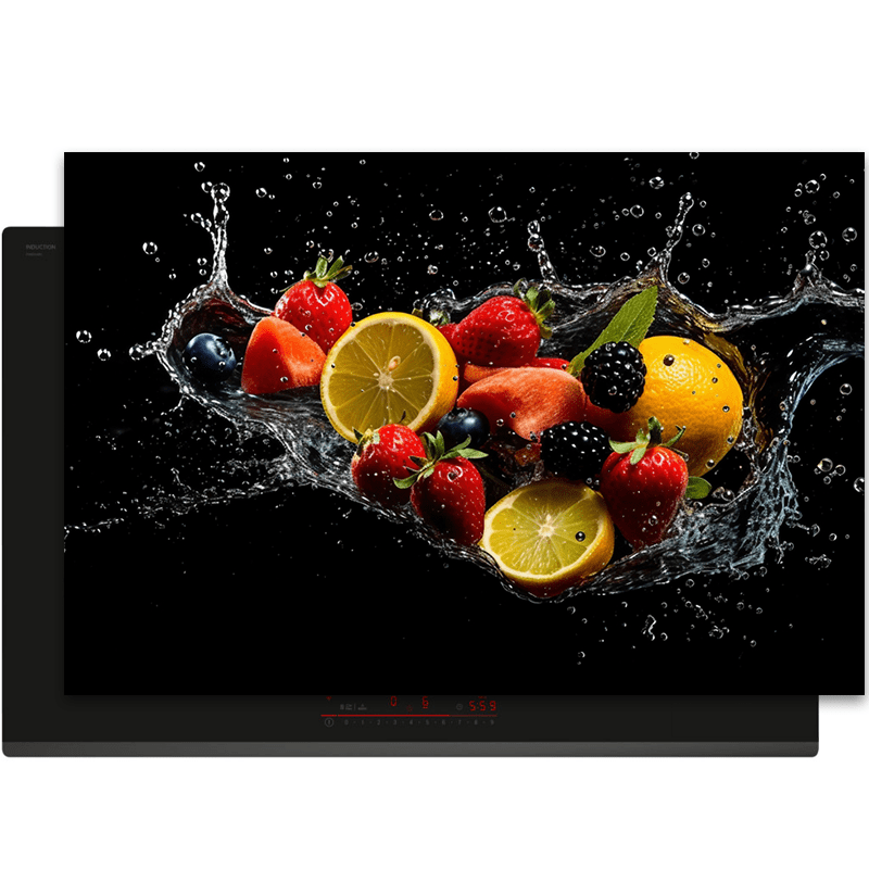 Inductiebeschermer - Splash - Diverse fruitsoorten - Zwart - Inductiebeschermer