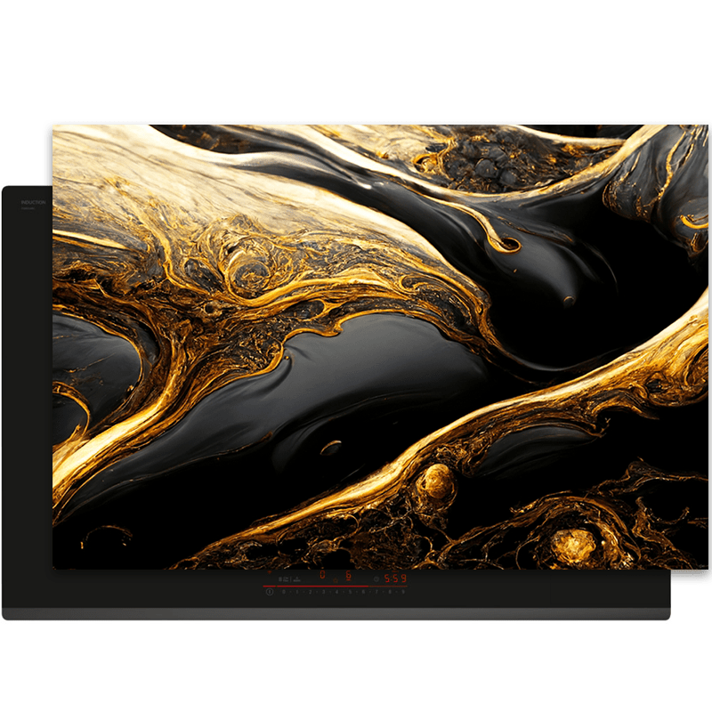 Inductiebeschermer - Black & Gold - Vloeibaar - Marmer - Luxe - Inductiebeschermer