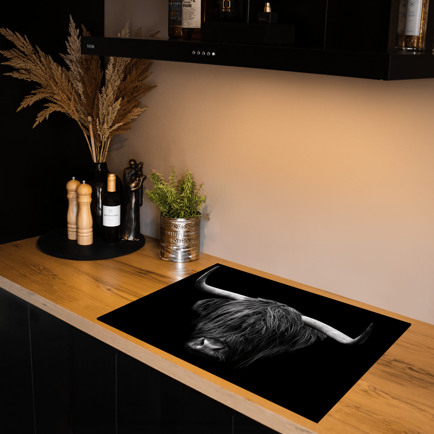 Inductiebeschermer - Schotse Hooglander - Dieren - Vacht - Horens - Zwart - Wit - Inductie Maatje