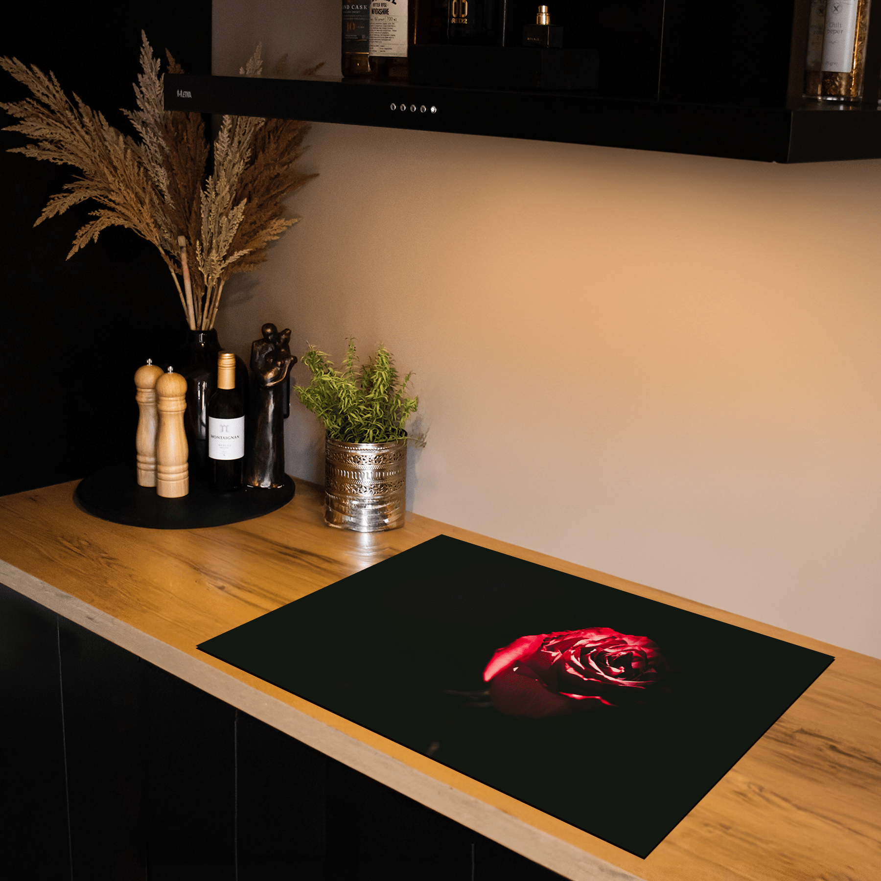 Inductiebeschermer - Bloemen - Roos - Rood - Inductie Maatje