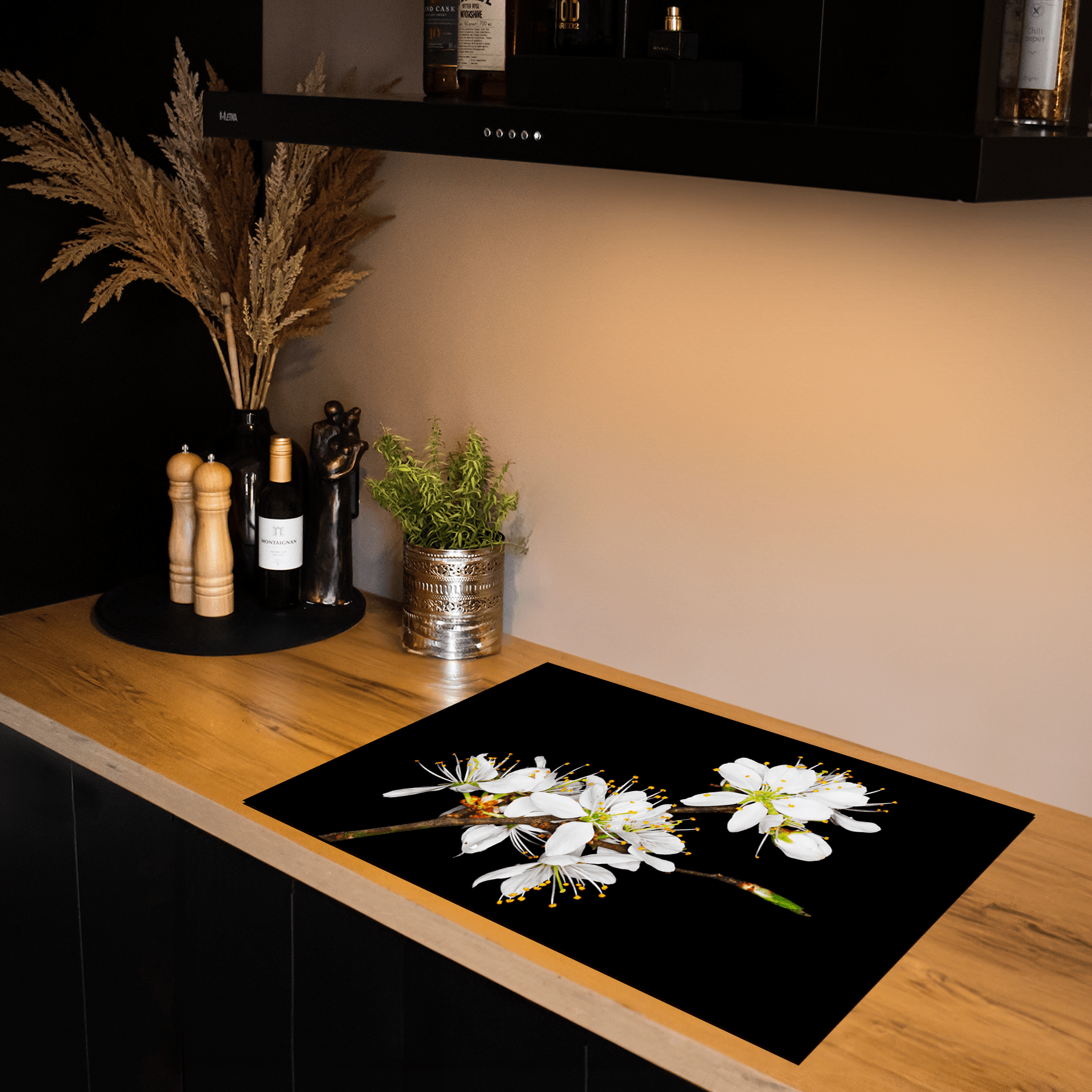 Inductiebeschermer - Bloemen - Bloesem - Pruimen - Wit - Inductie Maatje