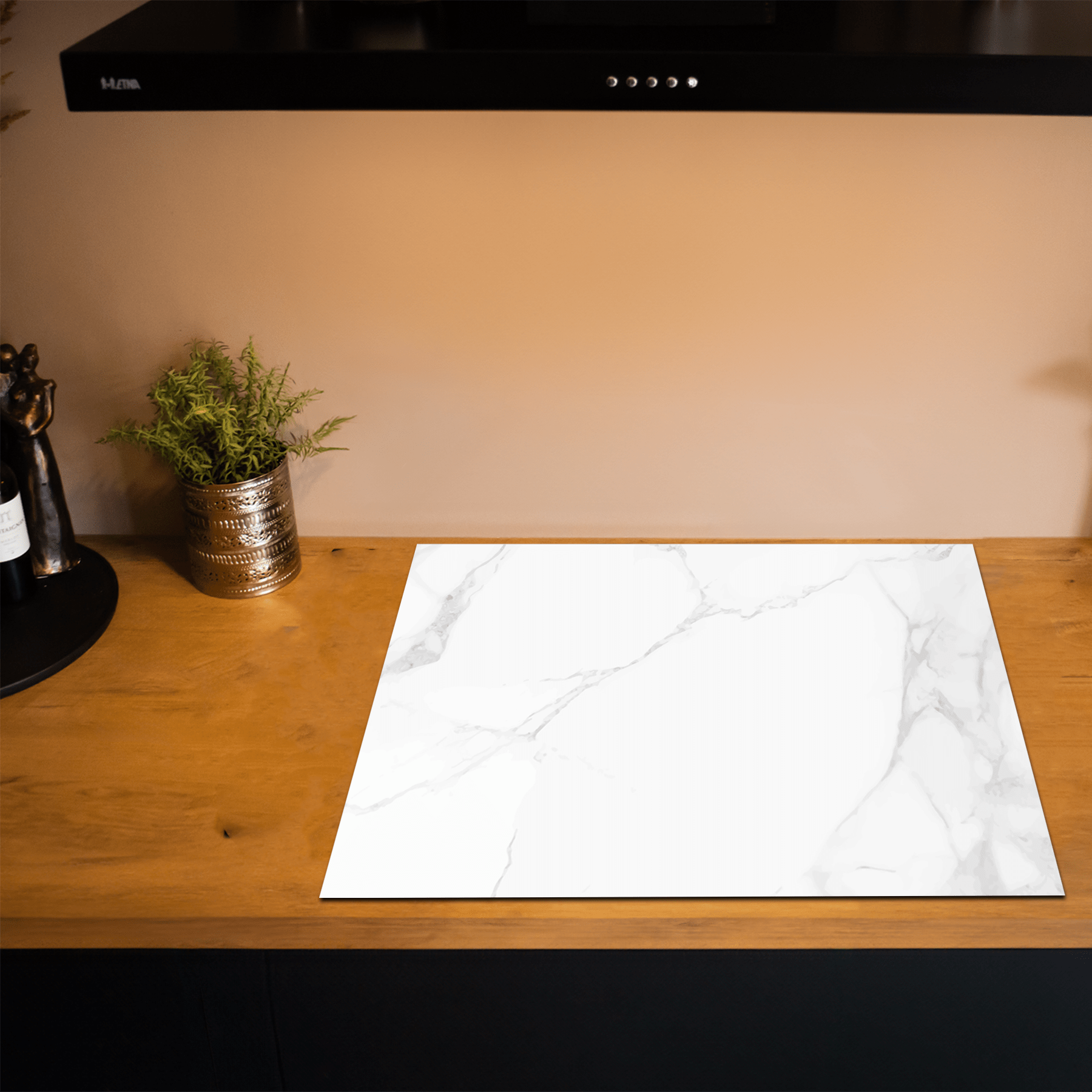 Inductiebeschermer - Marmer - Carrara - Wit - Grijze tinten - Inductiebeschermer