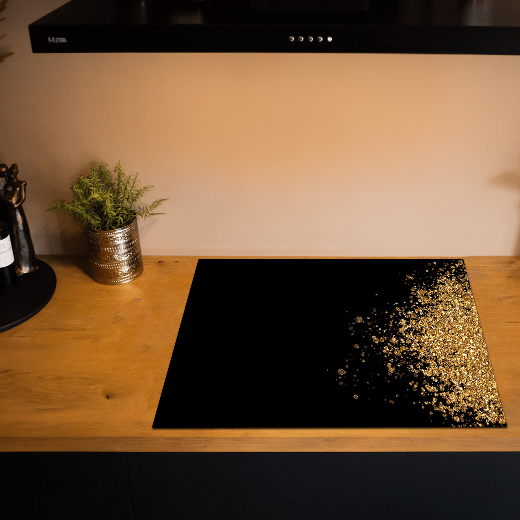 Inductiebeschermer - Black & Gold - Gouden sprankels - Inductiebeschermer