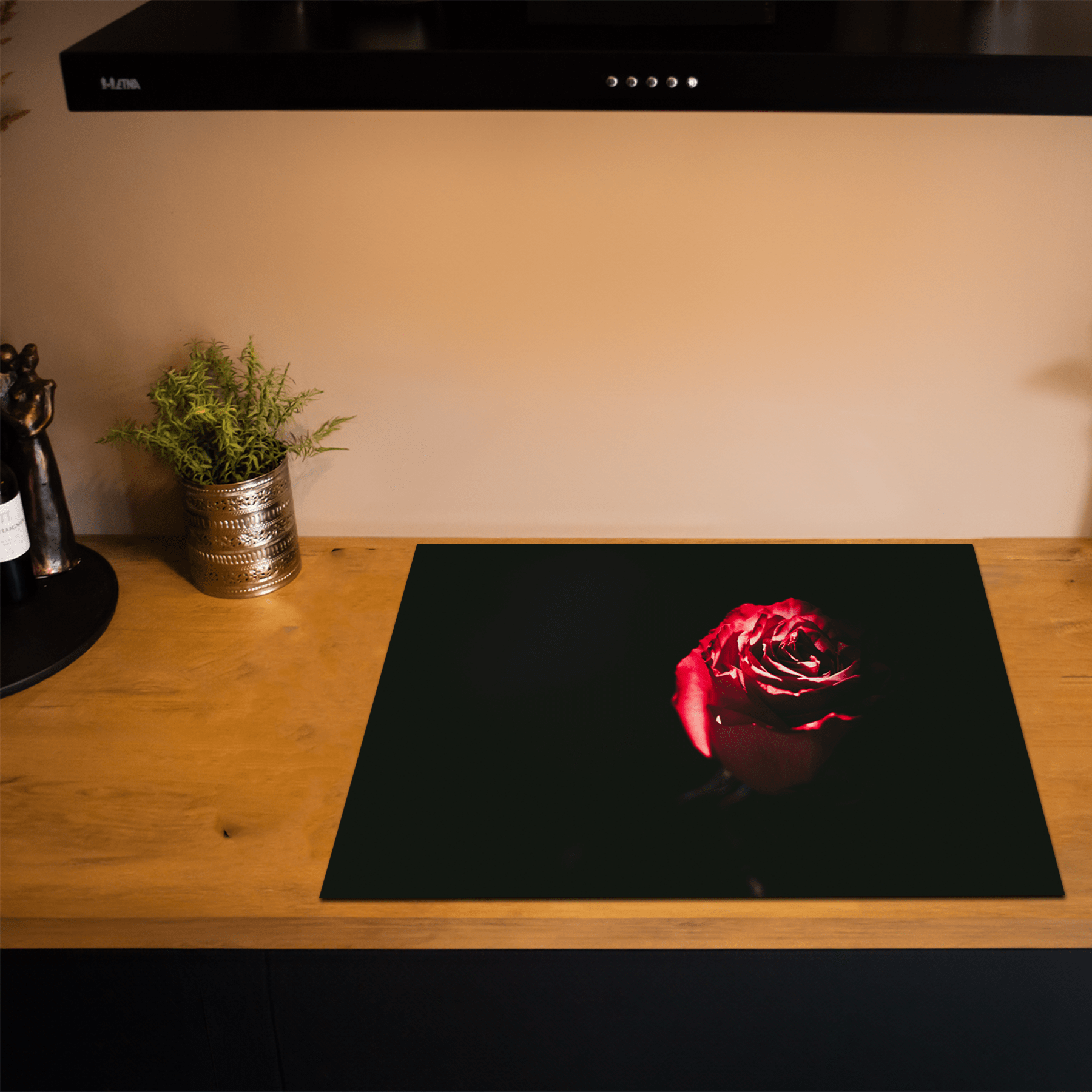 Inductiebeschermer - Bloemen - Roos - Rood - Inductie Maatje