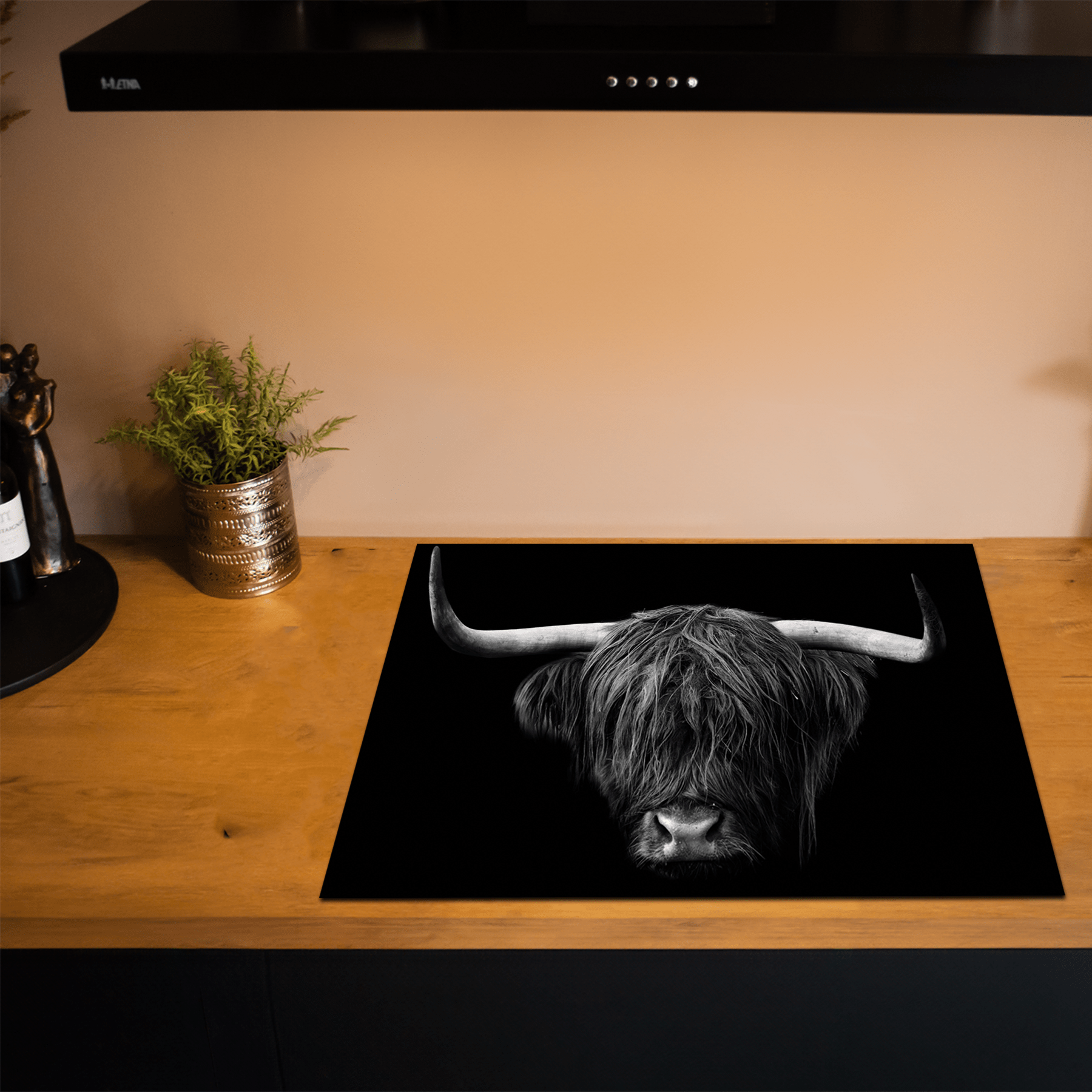 Inductiebeschermer - Schotse Hooglander - Dieren - Vacht - Horens - Zwart - Wit - Inductie Maatje