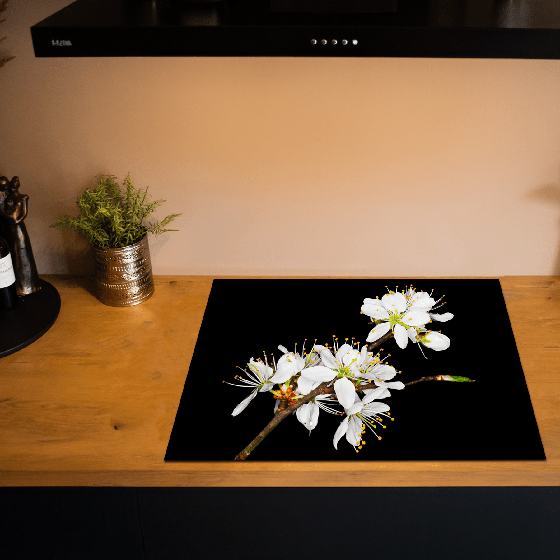 Inductiebeschermer - Bloemen - Bloesem - Pruimen - Wit - Inductie Maatje