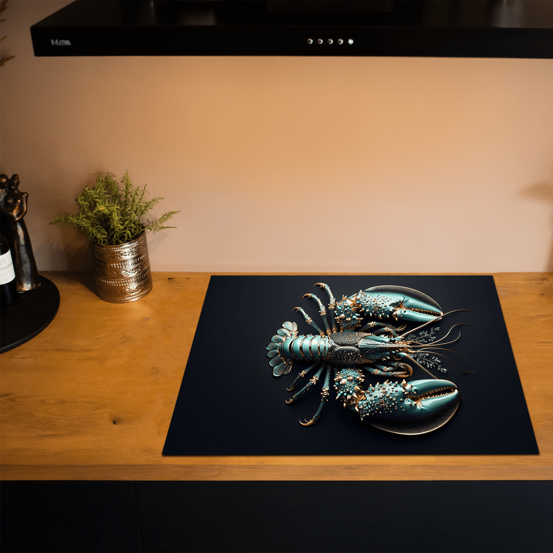 Inductiebeschermer - Black & Gold - Blauw - Luxe - Kreeft - Inductiebeschermer