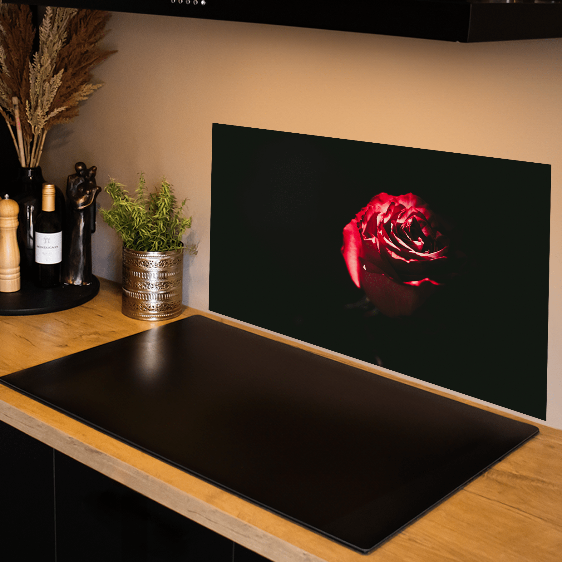 Keuken Spatscherm - Bloemen - Roos - Rood - keuken spatscherm