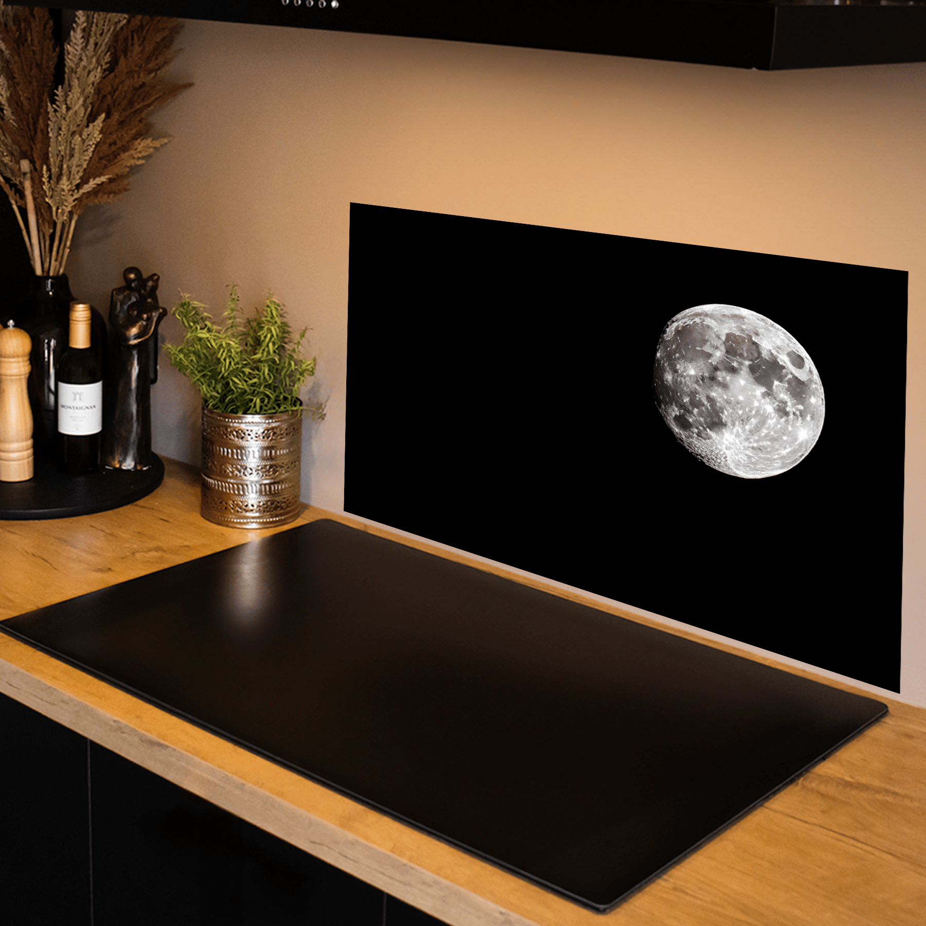 Keuken Spatscherm - Maan - Effen - Zwart - keuken spatscherm