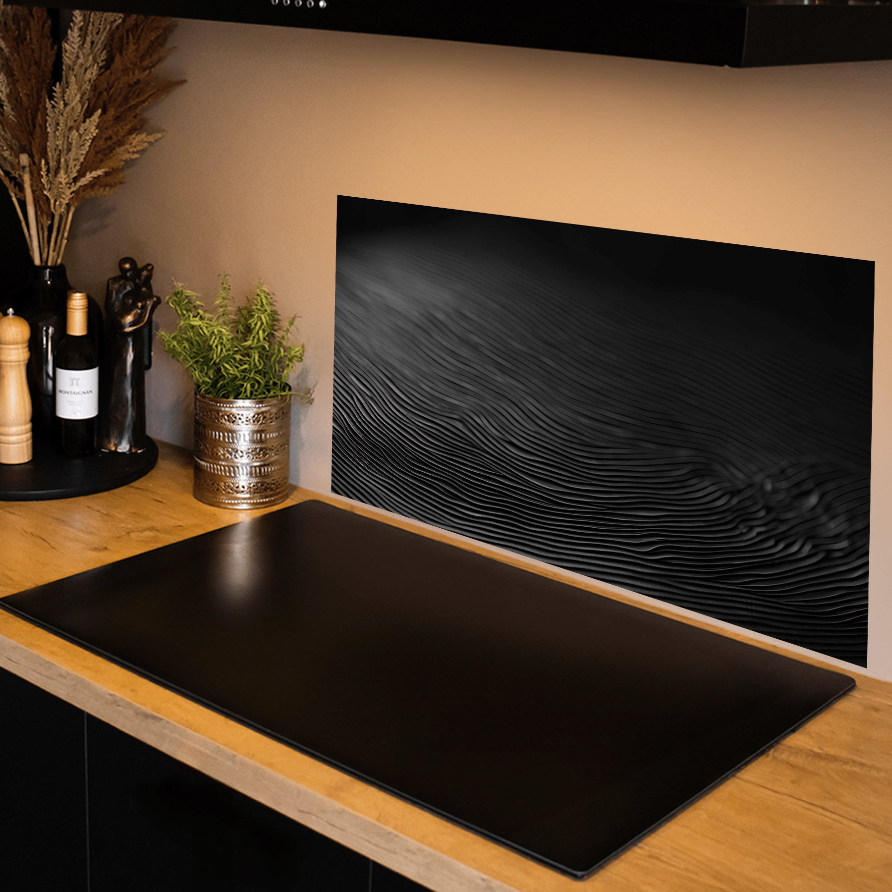 Keuken Spatscherm - Bloemen - Roos - Zwart (kopie) - keuken spatscherm