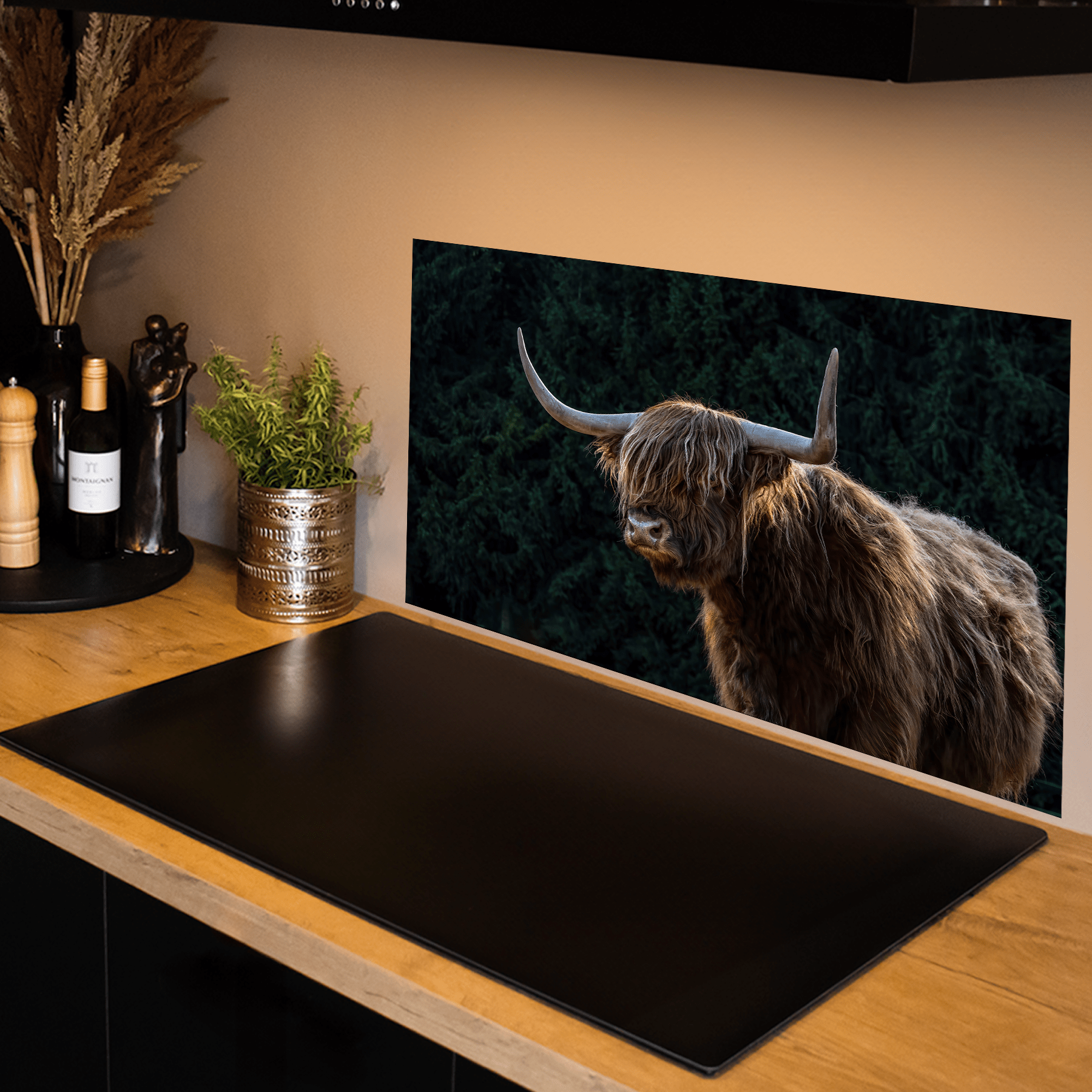 Keuken spatscherm - Schotse Hooglander - Dieren - Bruin - Zwart - keuken spatscherm