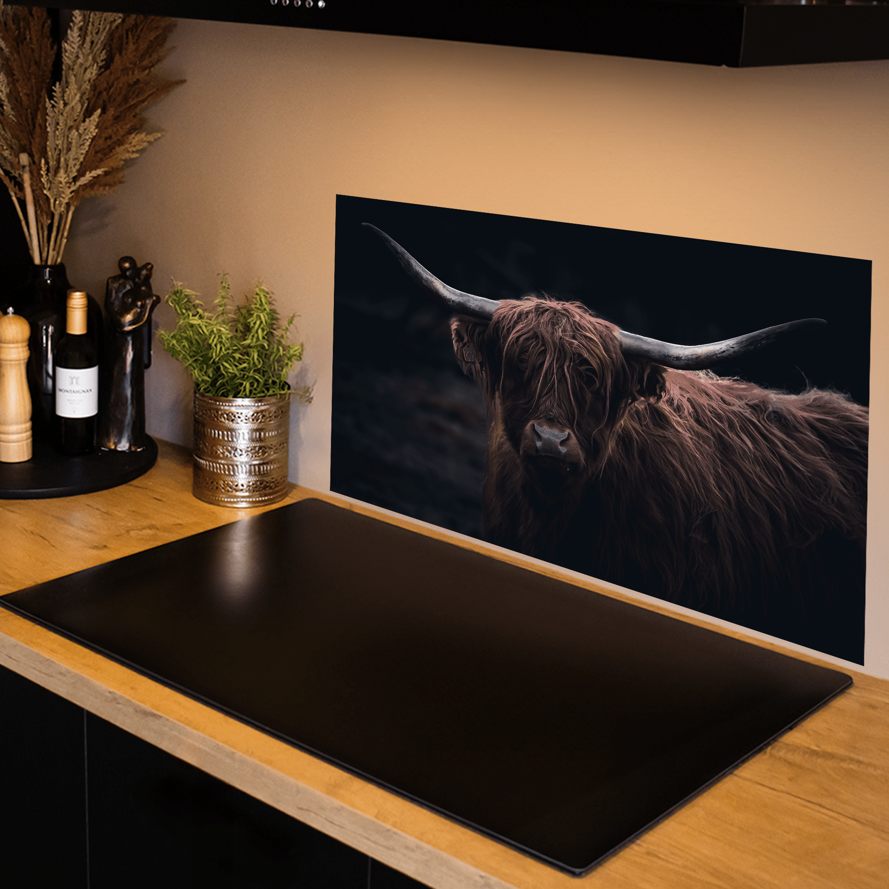 Keuken spatscherm - Schotse Hooglander - Dieren - Natuur - WIld - Bruin - Zwart - keuken spatscherm