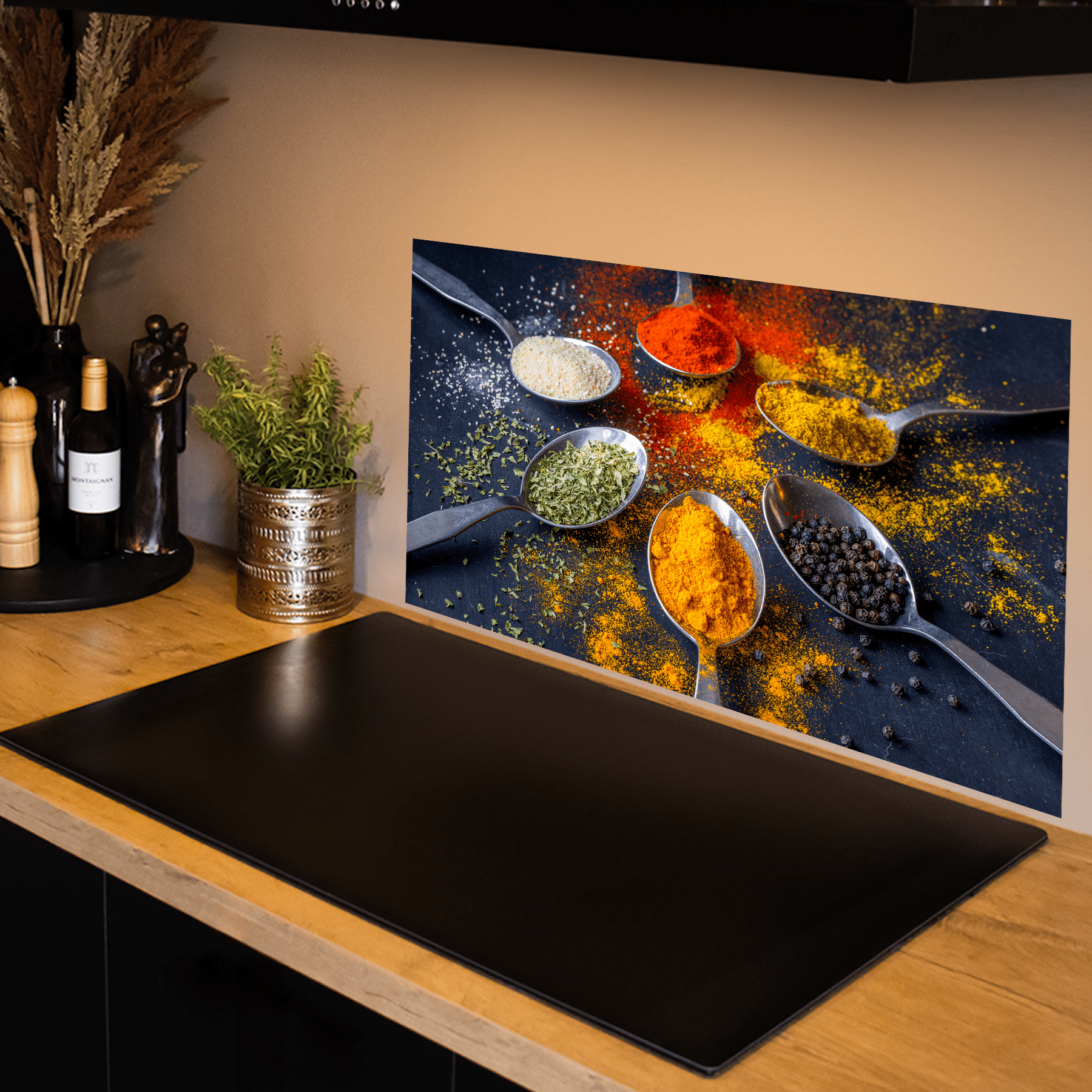 Keuken spatscherm Kruiden - Specerijen - Lepels - Rusiek - keuken spatscherm