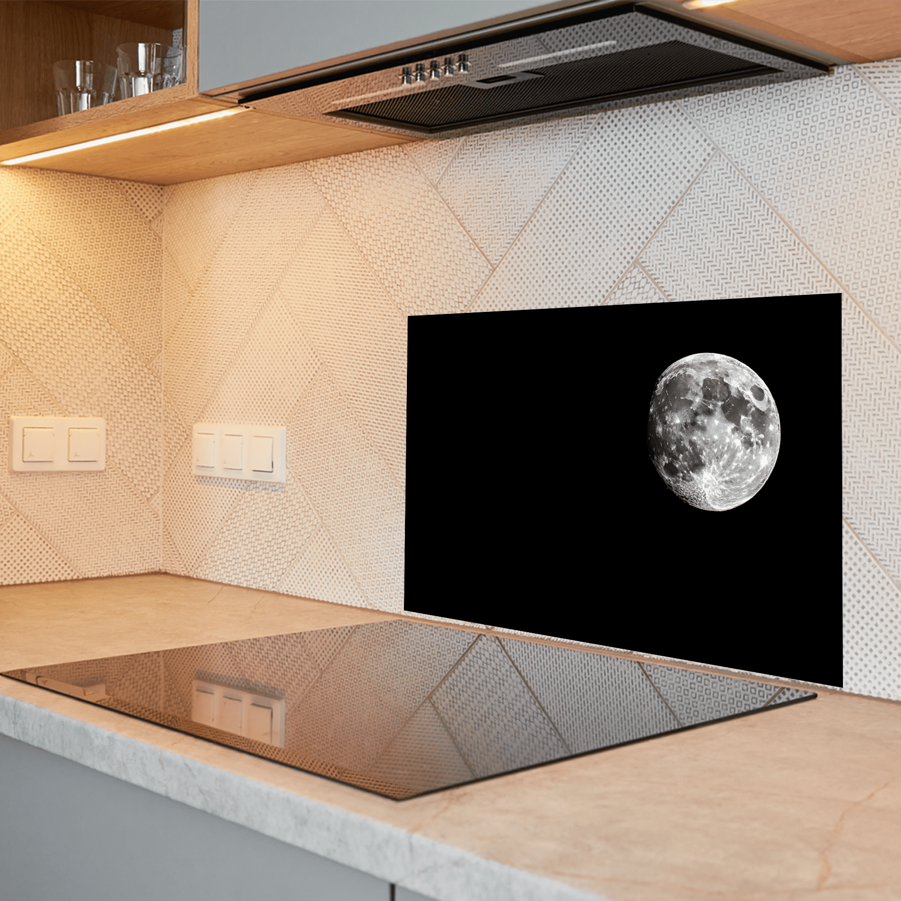 Keuken Spatscherm - Maan - Effen - Zwart - keuken spatscherm