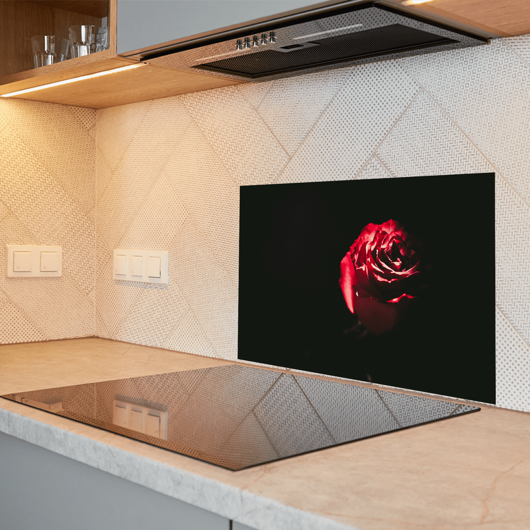 Keuken Spatscherm - Bloemen - Roos - Rood - keuken spatscherm