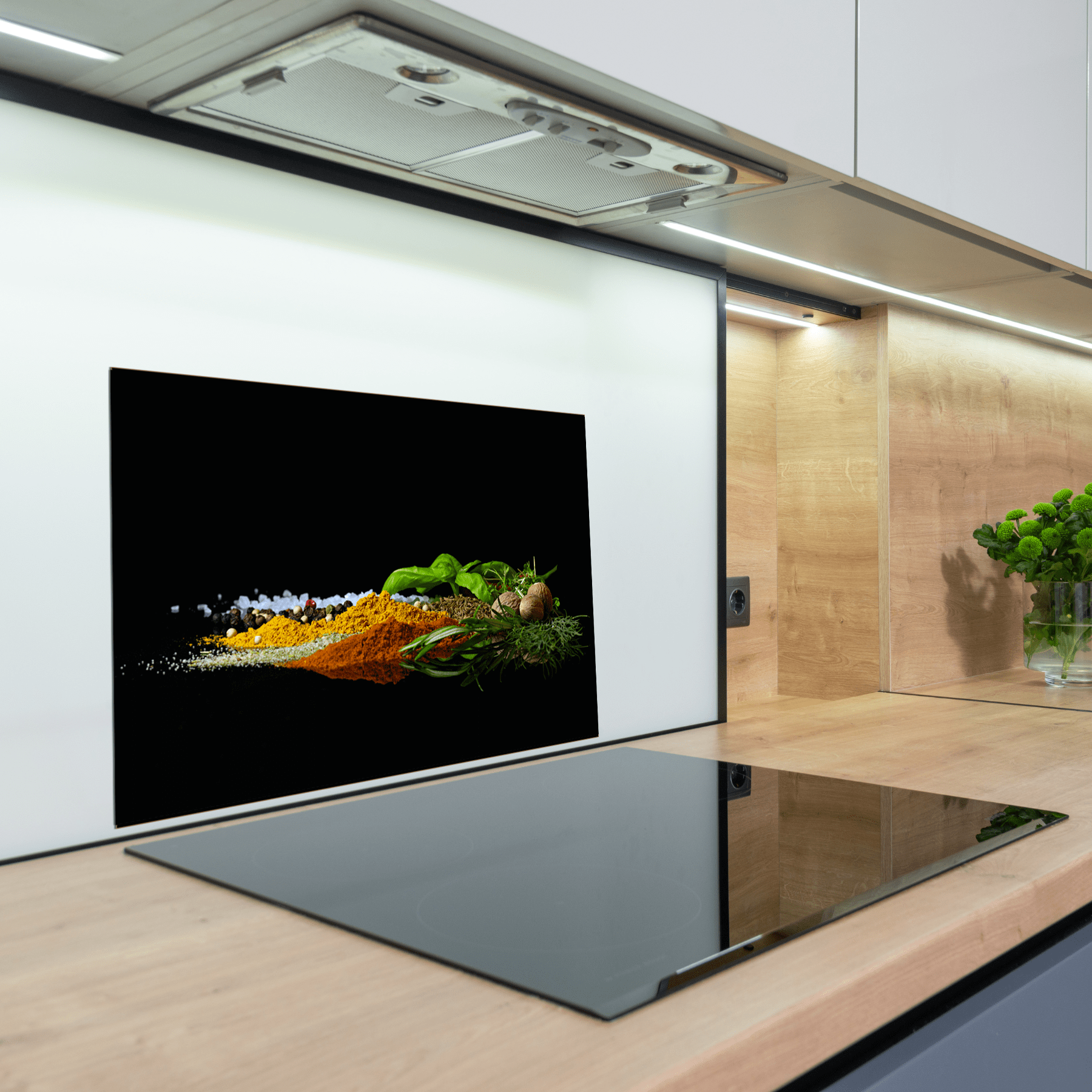 Keuken spatscherm - Kruiden - Specerijen - Eten - Peper - Zwart - keuken spatscherm