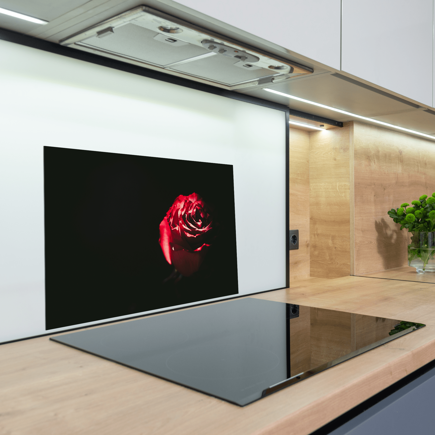 Keuken Spatscherm - Bloemen - Roos - Rood - keuken spatscherm