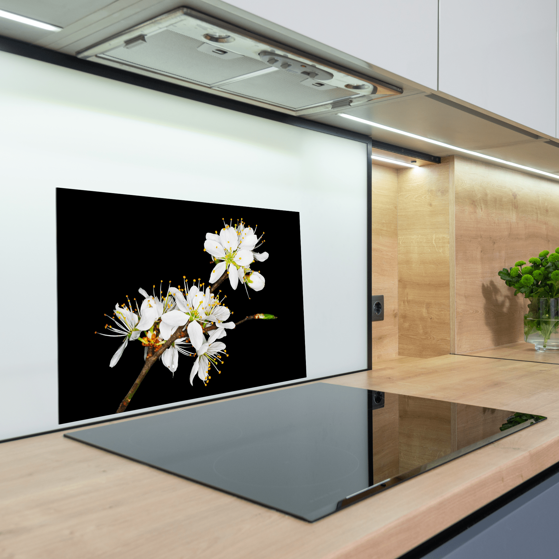 Keuken Spatscherm - Bloemen - Bloesem - Pruimen - Wit - keuken spatscherm