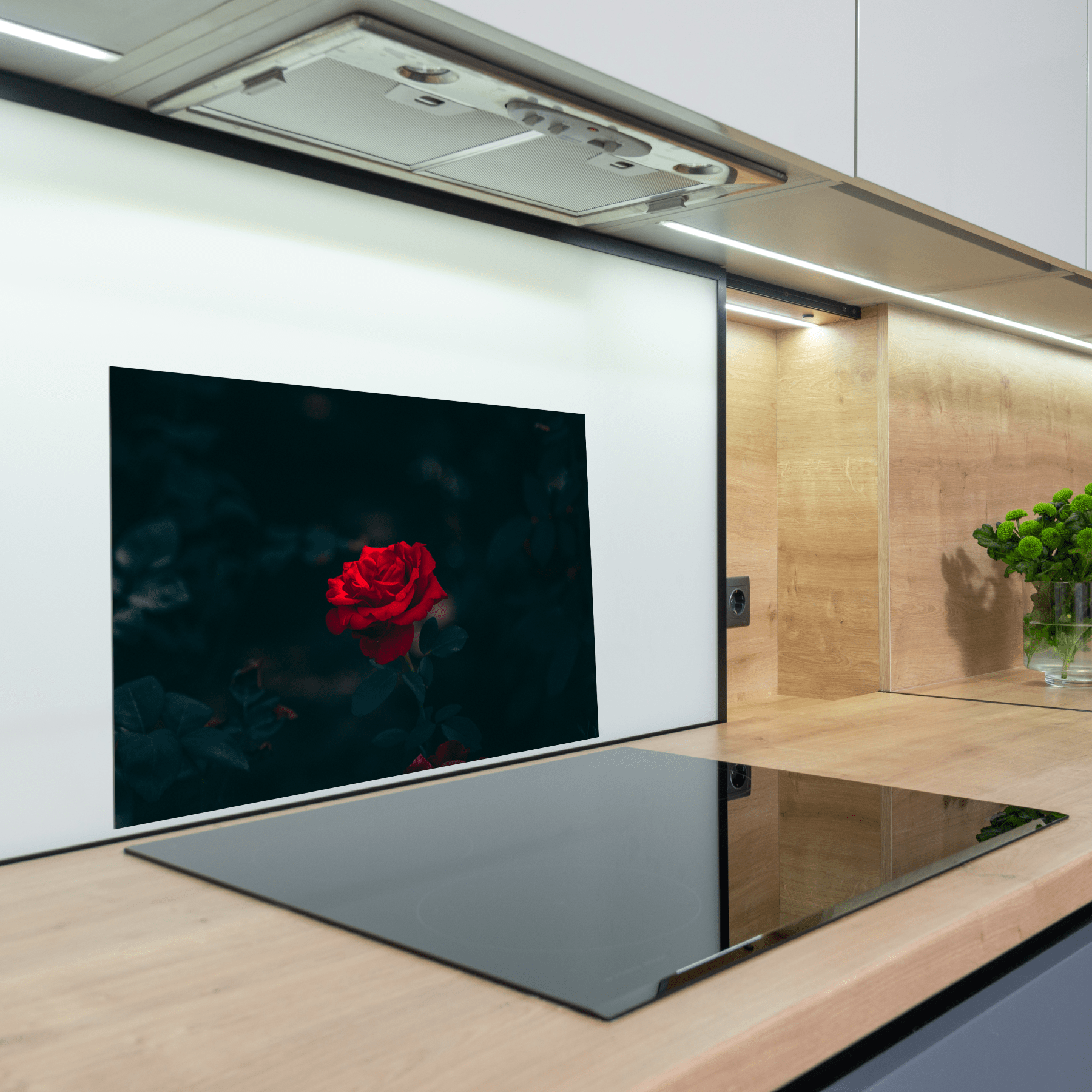 Keuken Spatscherm - Bloemen - Roos - Donker - Rood - keuken spatscherm