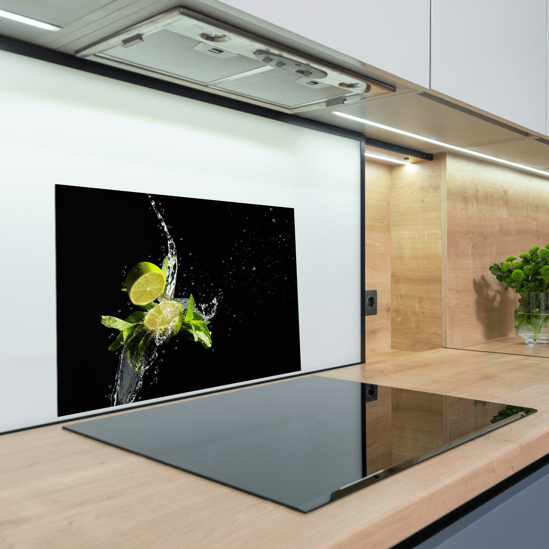 Keuken Spatscherm - Splash - Mojito - Limoen - Mint - Zwart - keuken spatscherm