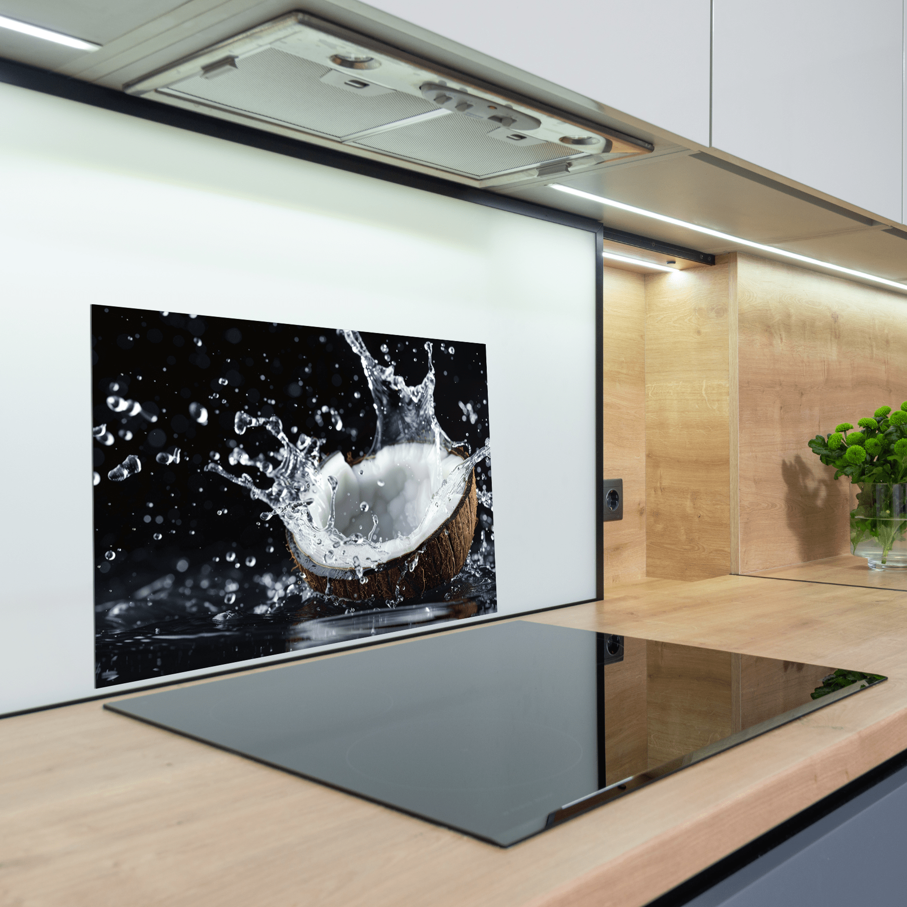 Keuken Spatscherm - Splash - Kokosnoot - Water - Zwart - keuken spatscherm