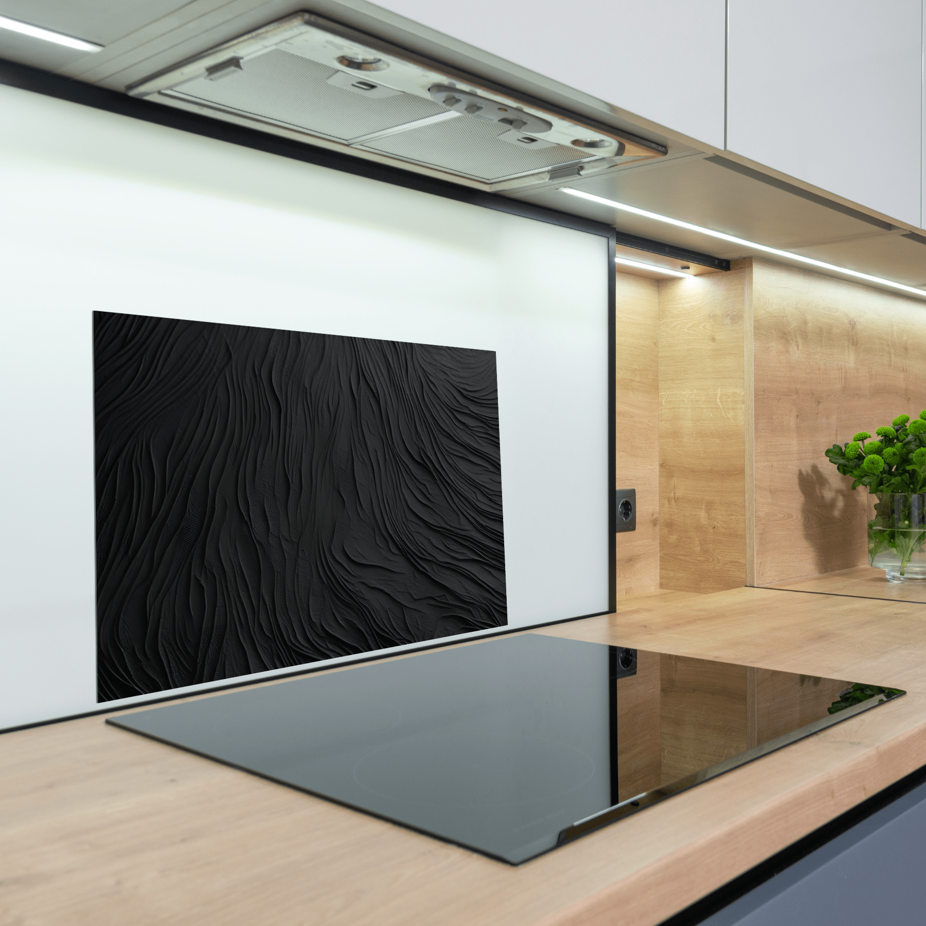 Keuken Spatscherm - Abstract - Duinen - Zwart - keuken spatscherm