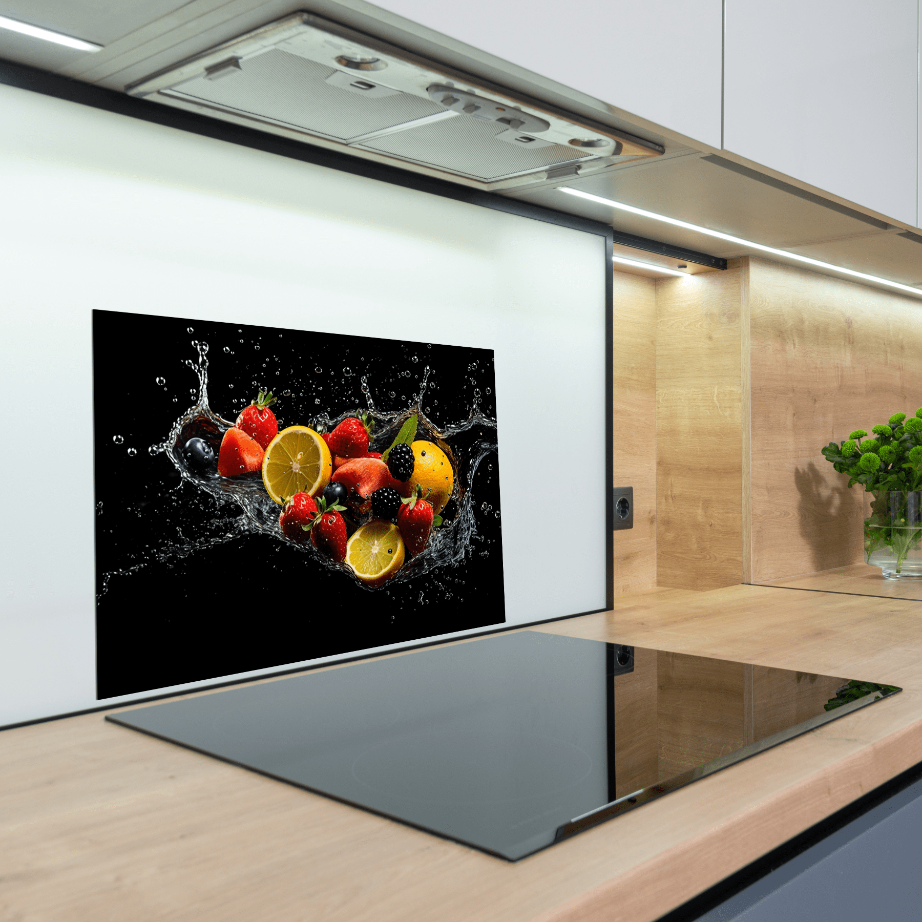 Keuken Spatscherm - Splash - Diverse fruitsoorten - Zwart - keuken spatscherm