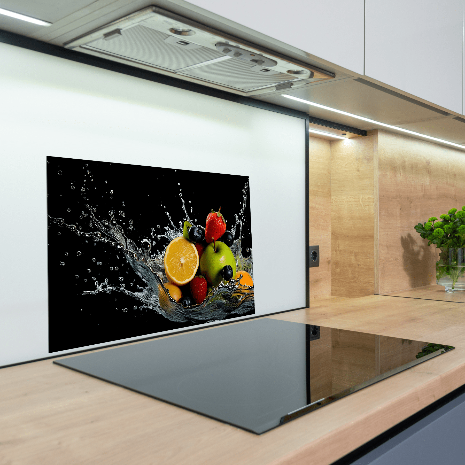 Keuken Spatscherm - Splash - Fruit - Water - Zwart - keuken spatscherm
