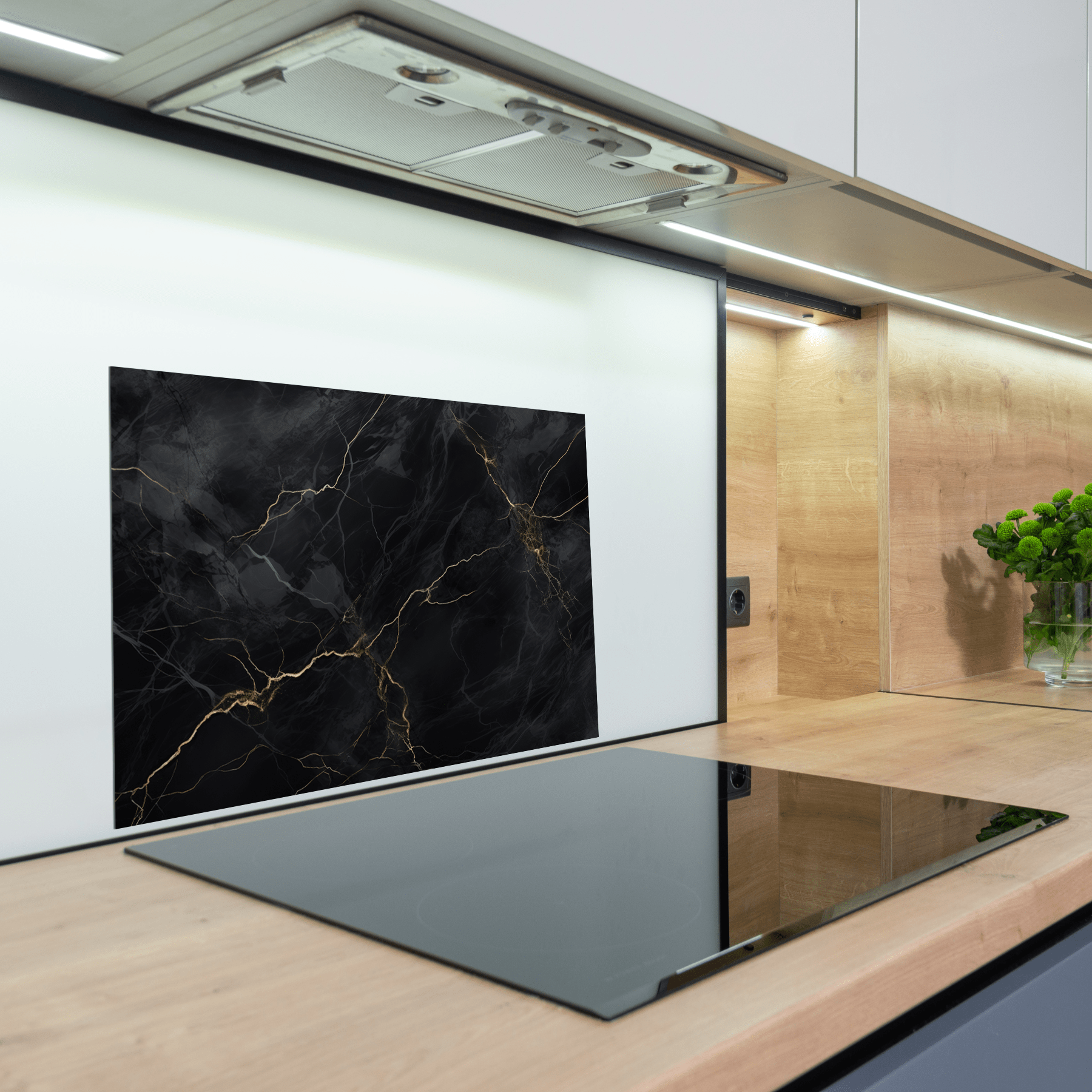 Keuken Spatscherm - Marmer - Natuurlijk - Textuur - Zwart - keuken spatscherm