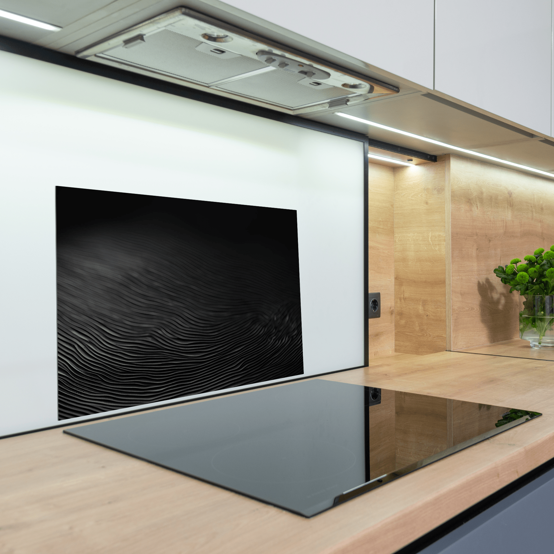 Keuken Spatscherm - Bloemen - Roos - Zwart (kopie) - keuken spatscherm