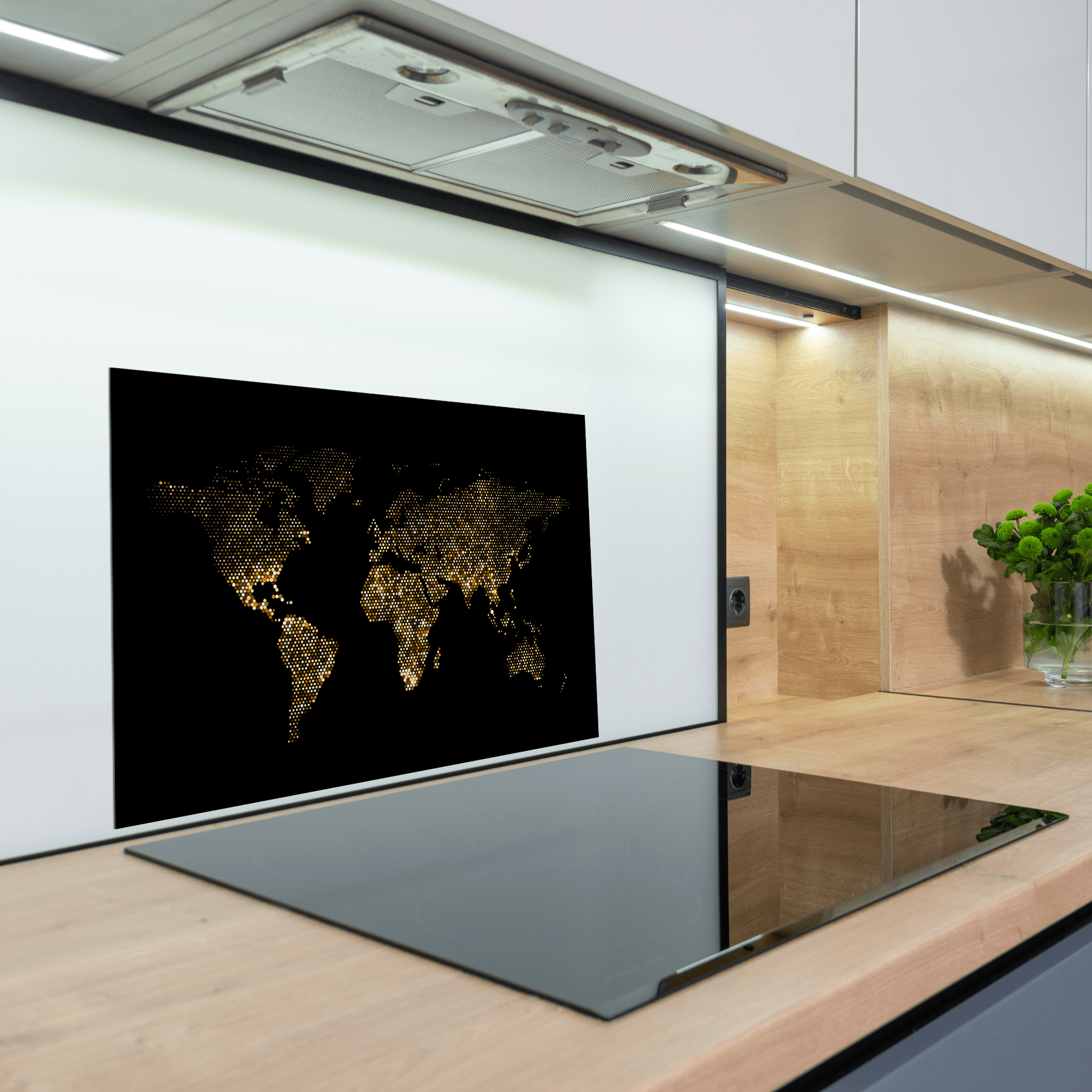 Keuken spatscherm - Black & Gold - Wereldkaart - Textuur - keuken spatscherm