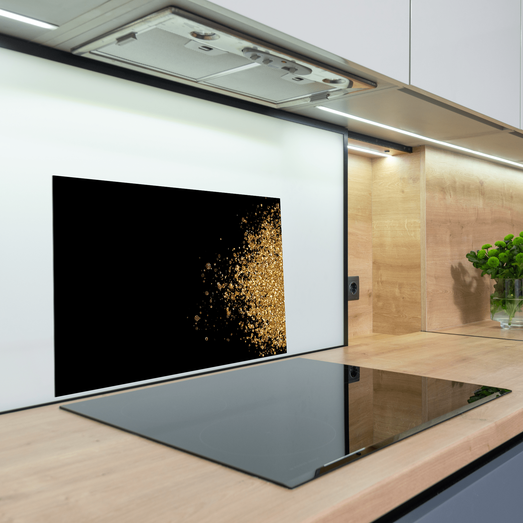 Keuken spatscherm - Black & Gold - Gouden sprankels - keuken spatscherm