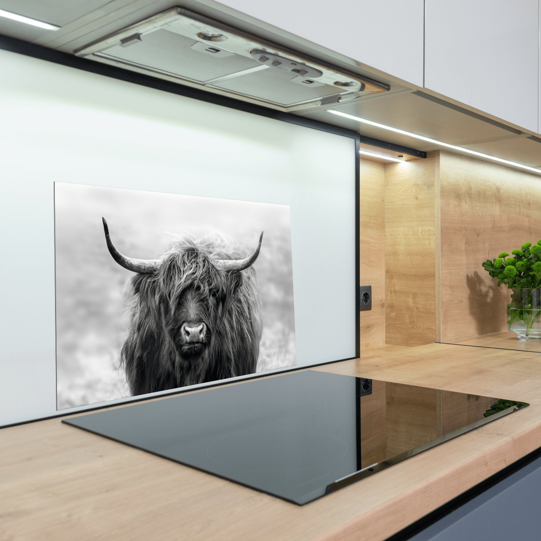 Keuken spatscherm - Schotse Hooglander - Dieren - Zwart - Wit - keuken spatscherm