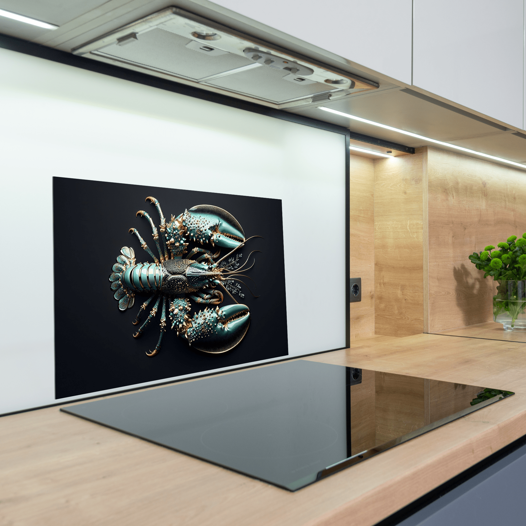 Keuken spatscherm - Black & Gold - Blauw - Luxe - Kreeft - keuken spatscherm