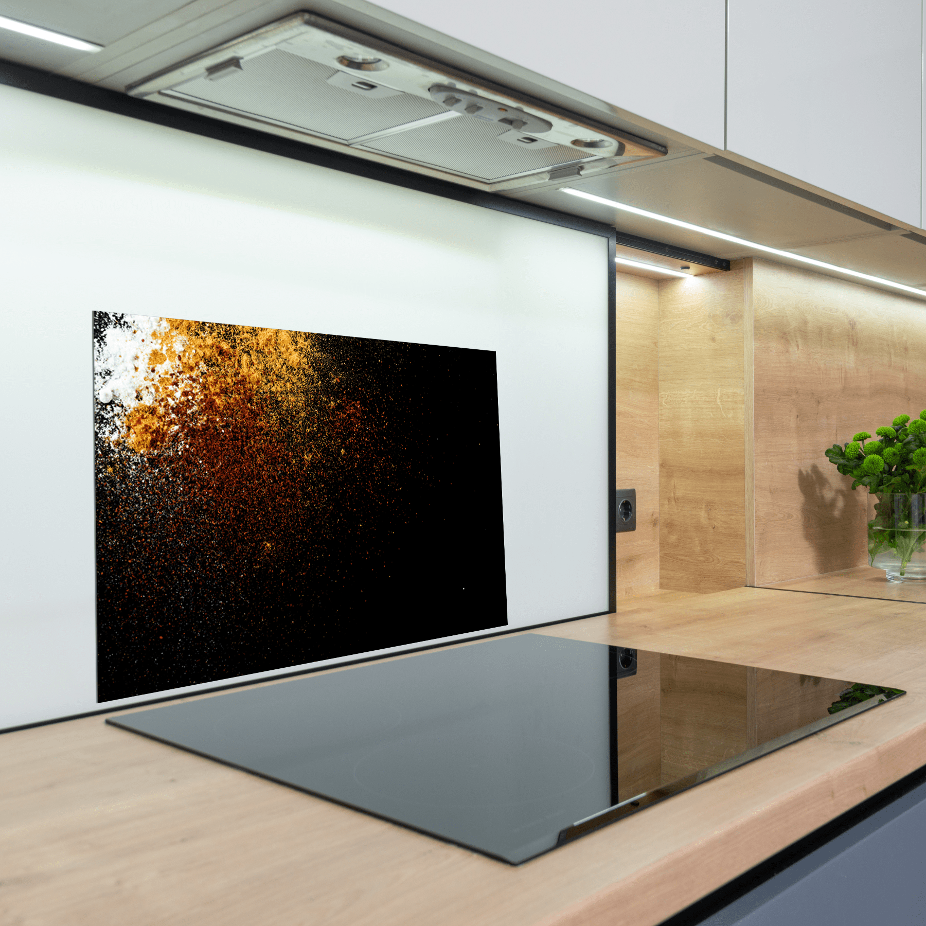 Keuken spatscherm - Kruiden - Specerijen - Noten - Chili - Zwart - keuken spatscherm