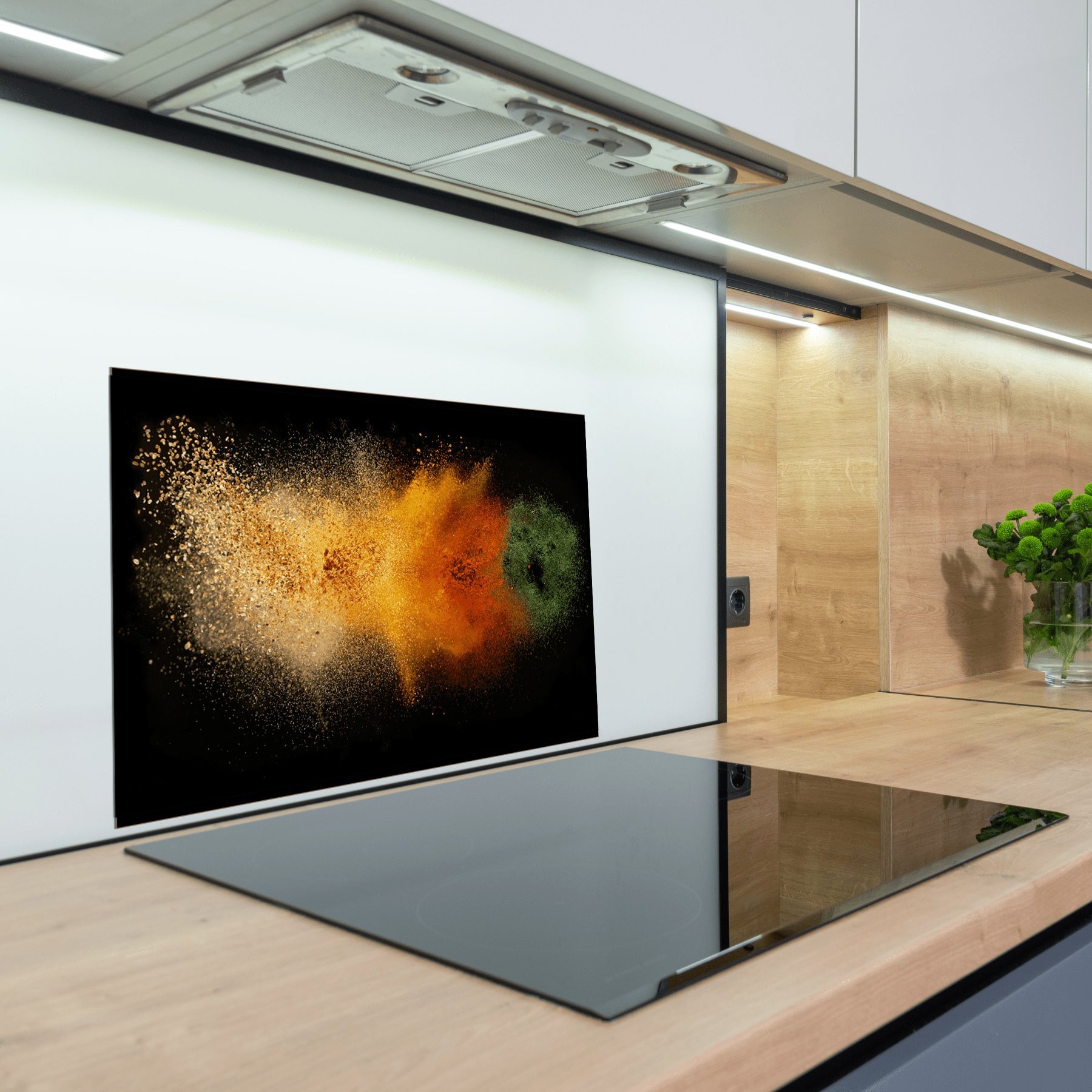 Keuken spatscherm - Kruiden - Groenten - Pizza - Zwart - keuken spatscherm