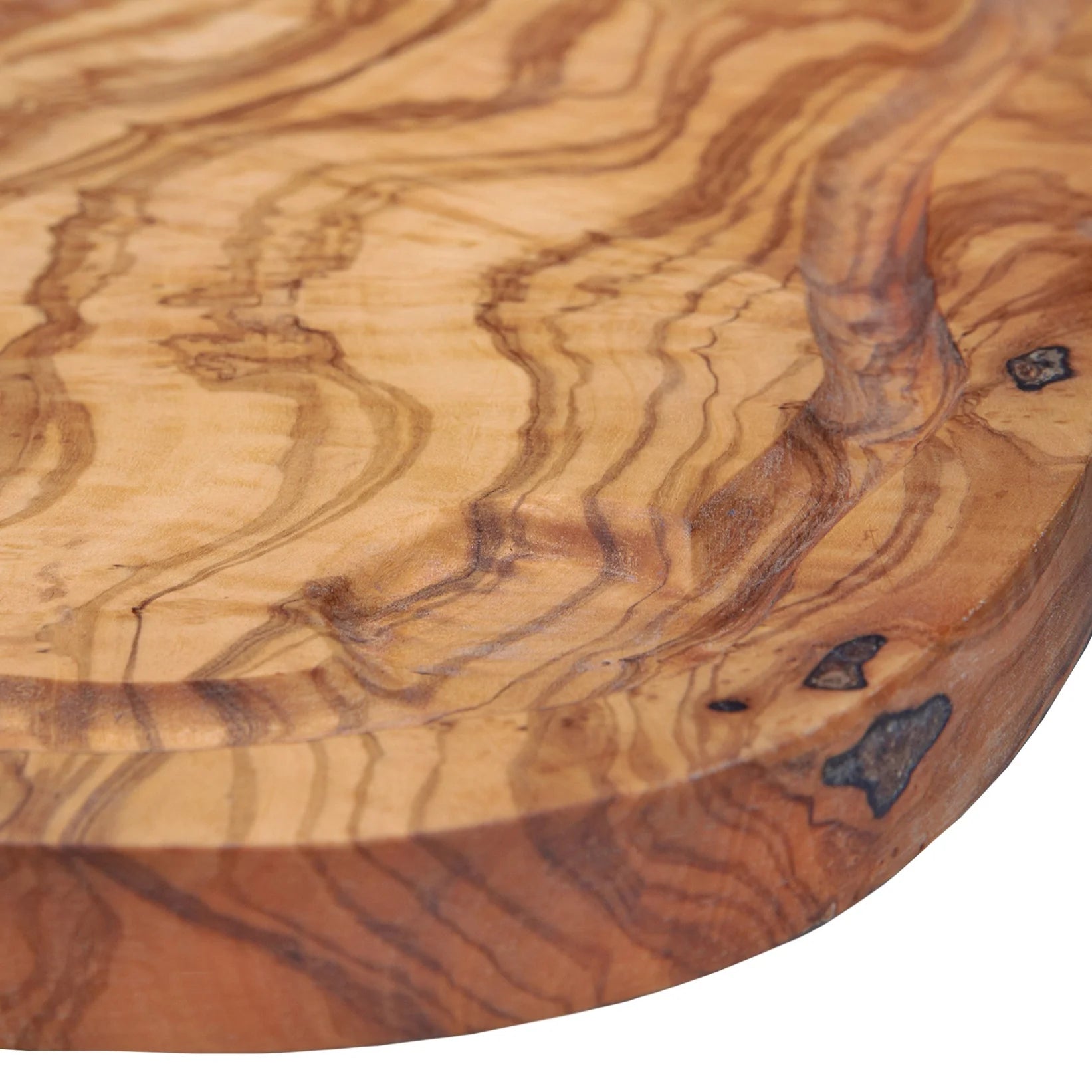 Borrelplank met handvat en sapgeul - Olijfhouten – 45x18 cm