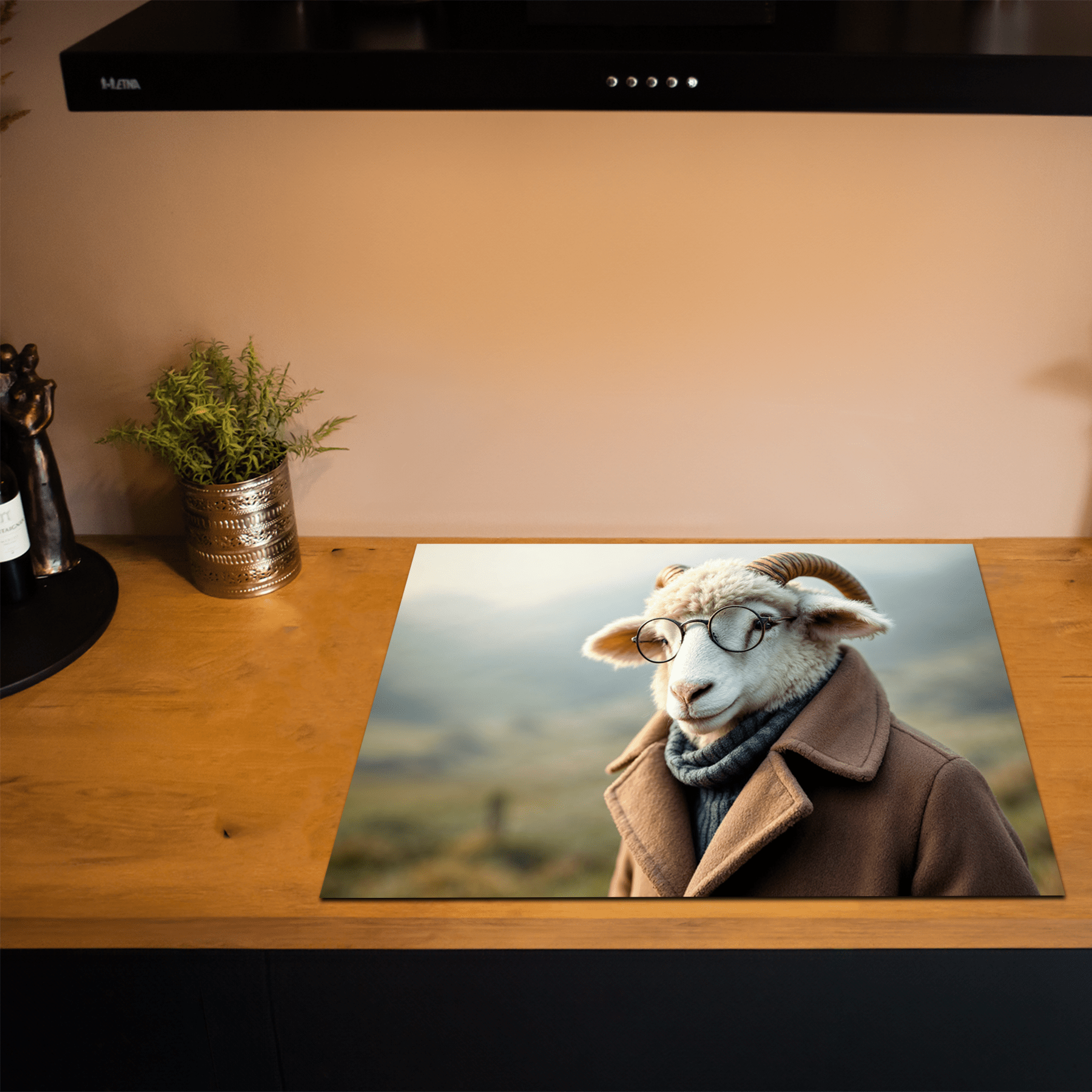 Inductiebeschermer - Dieren portretten - Schaap met jas - Inductiebeschermer