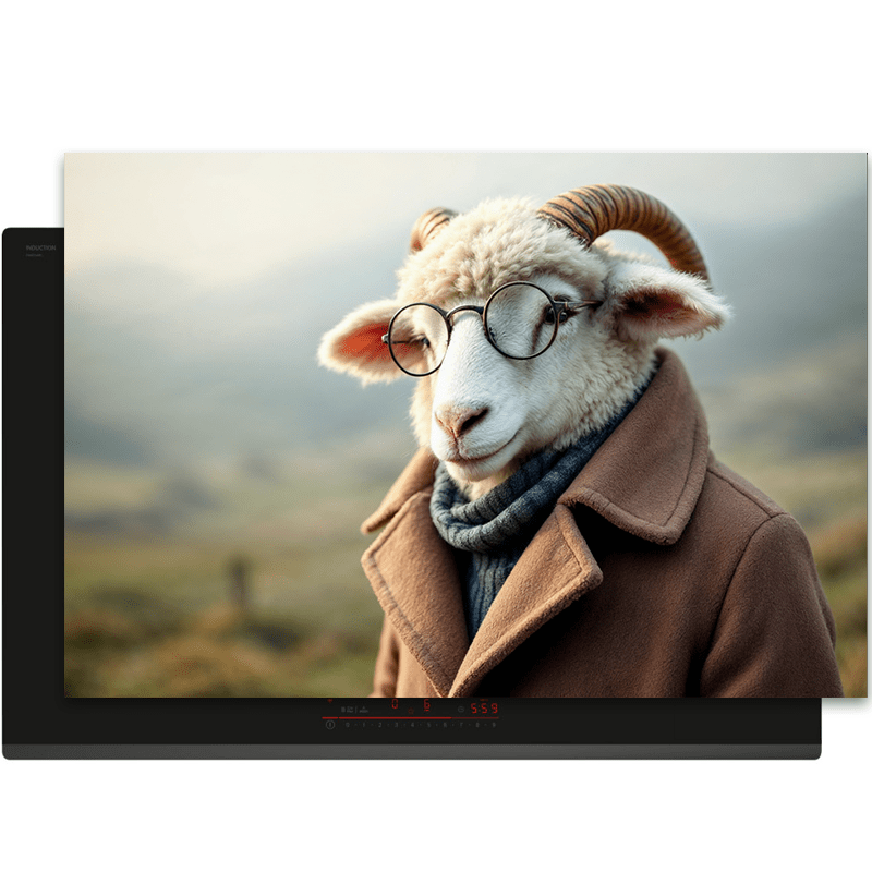 Inductiebeschermer - Dieren portretten - Schaap met jas - Inductiebeschermer