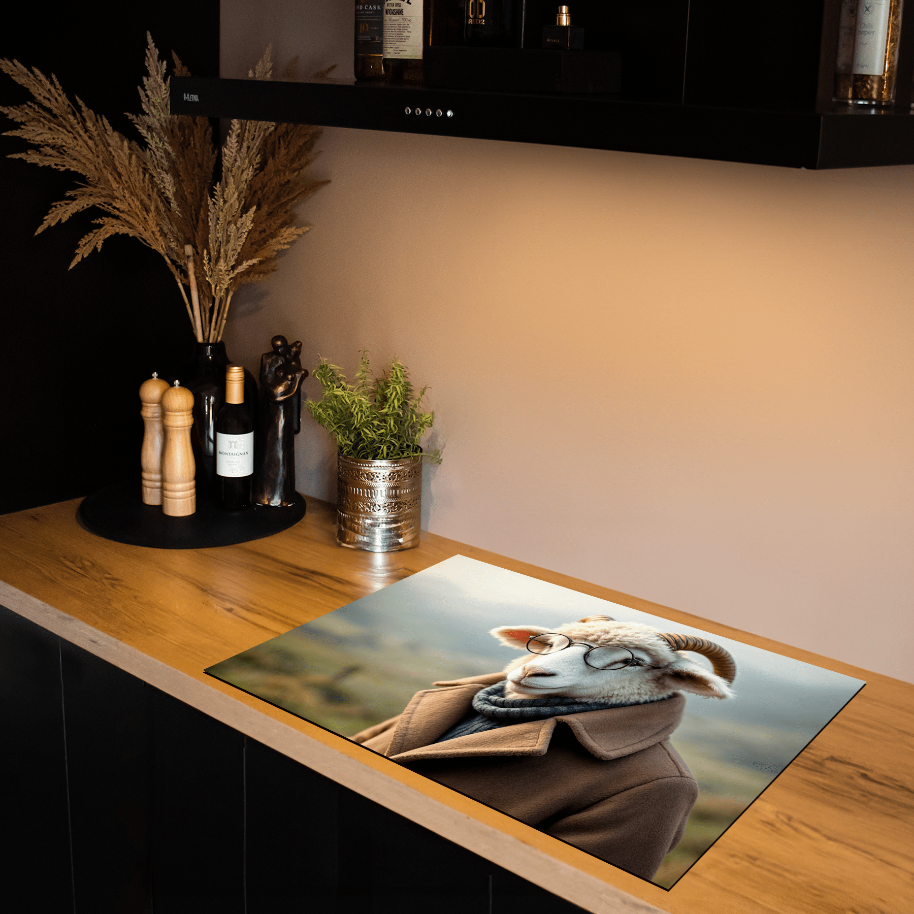 Inductiebeschermer - Dieren portretten - Schaap met jas - Inductiebeschermer